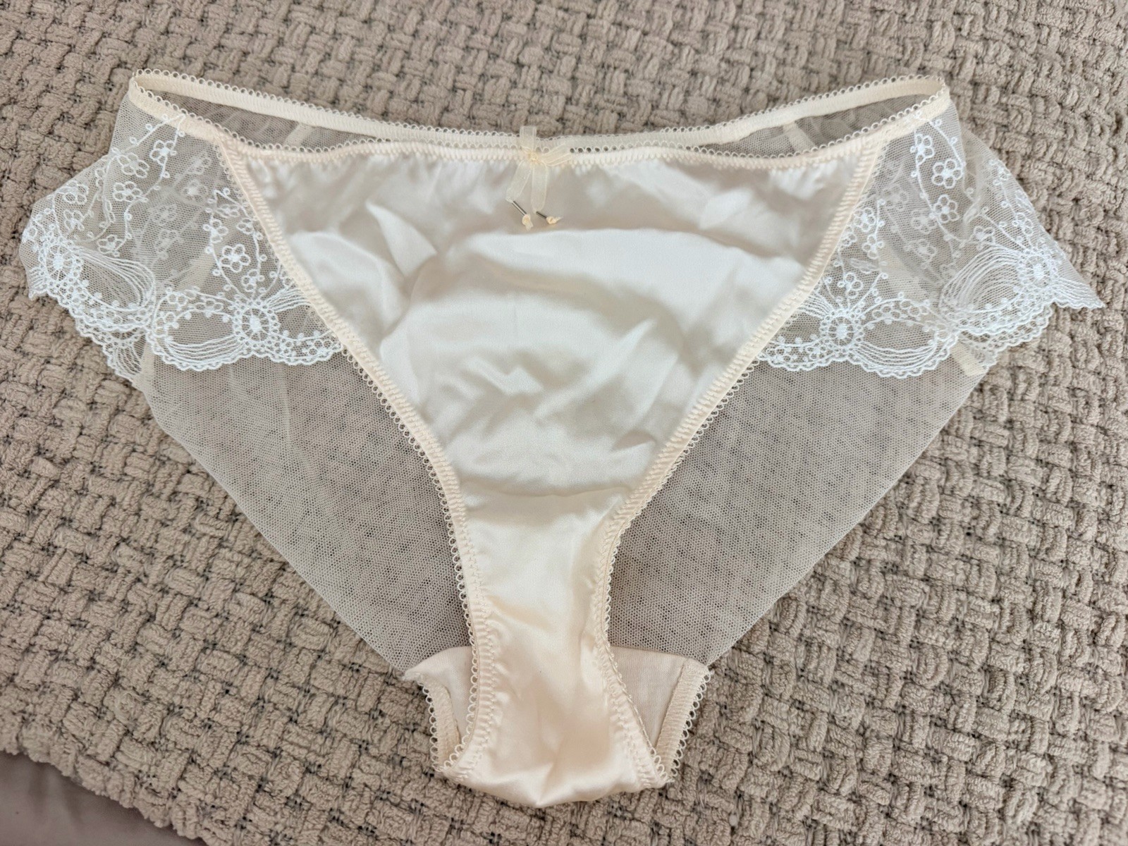 Vintage Wacoal Silk Sheer Panties Size M Ivory Rare