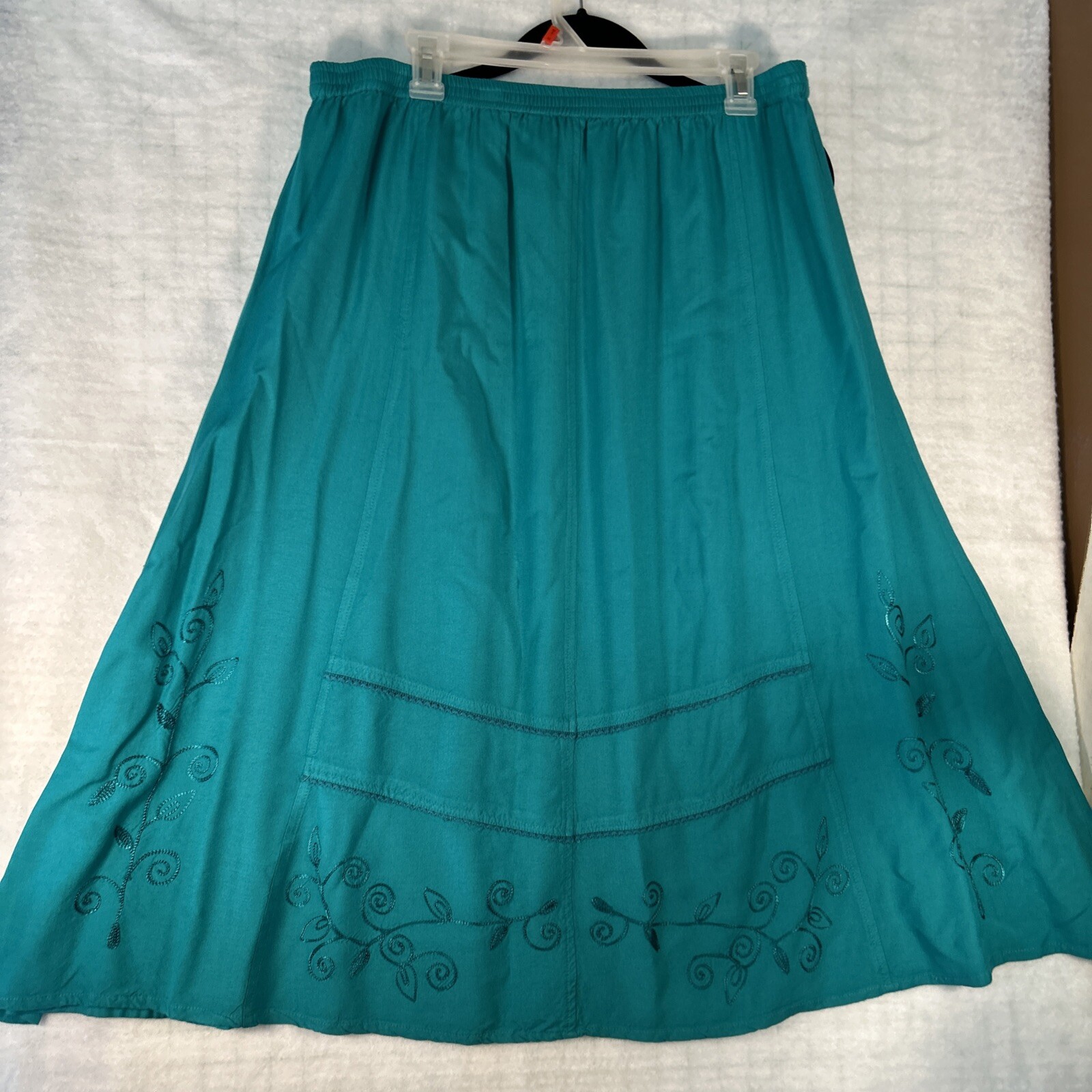 JUST CLASS Womens Boho 2 Pc Set Turquoise Maxi 1990s Top 1xl Skirt XL