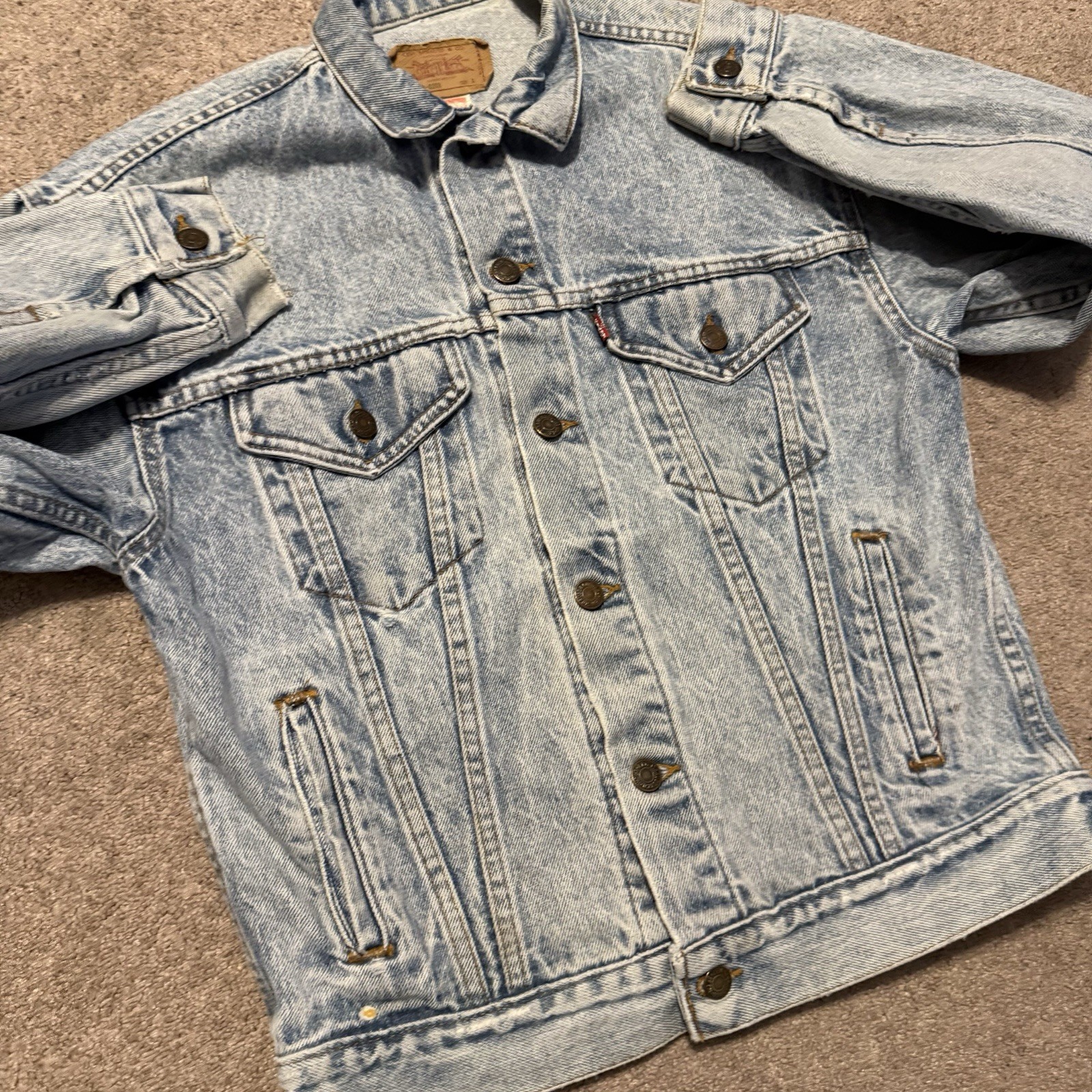Vintage Levis Jacket Medium Acid Wash Denim Truckers Red Tag 57508-0209 USA