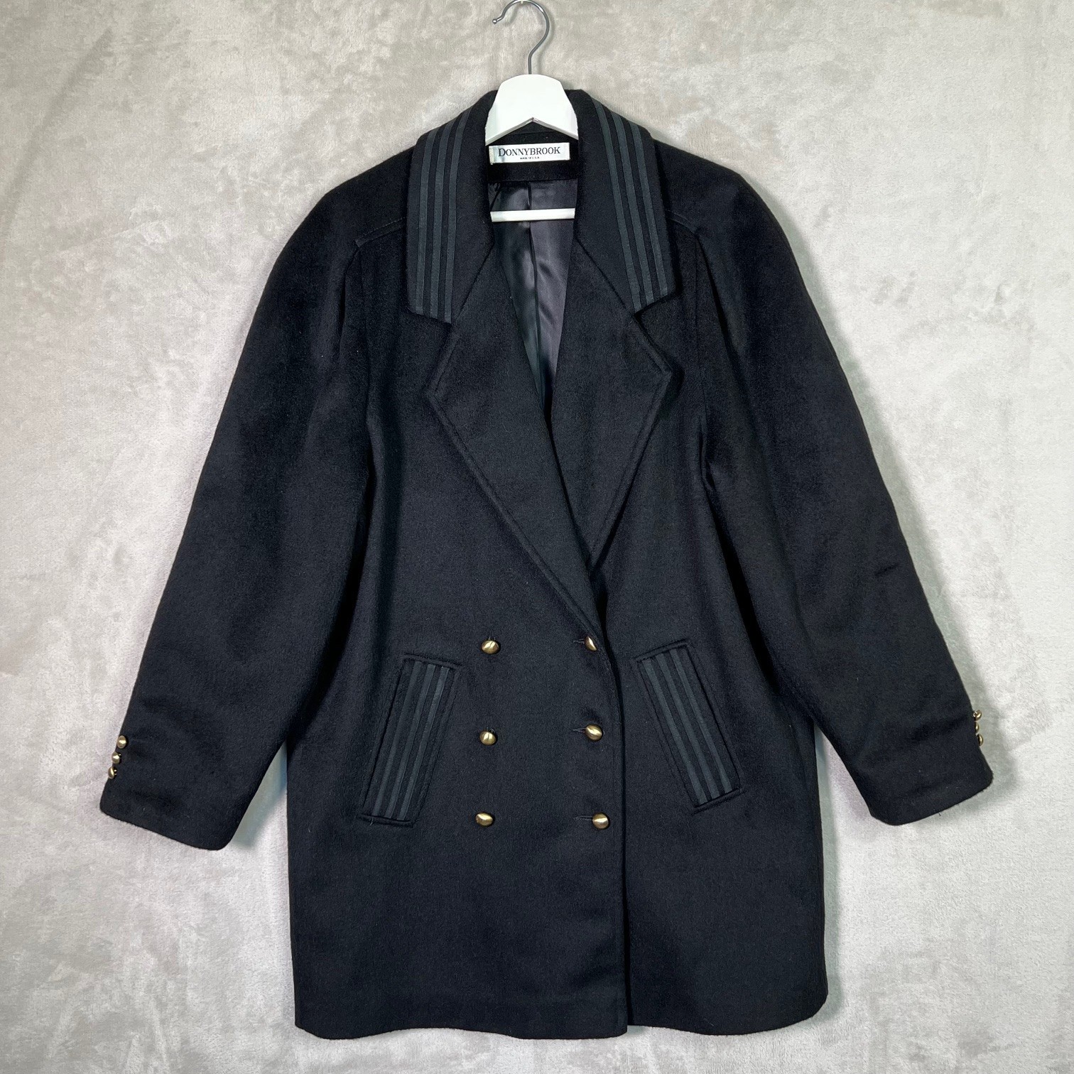 Vintage Donnybrook Black Double Breasted Nautical Coat USA XL 16