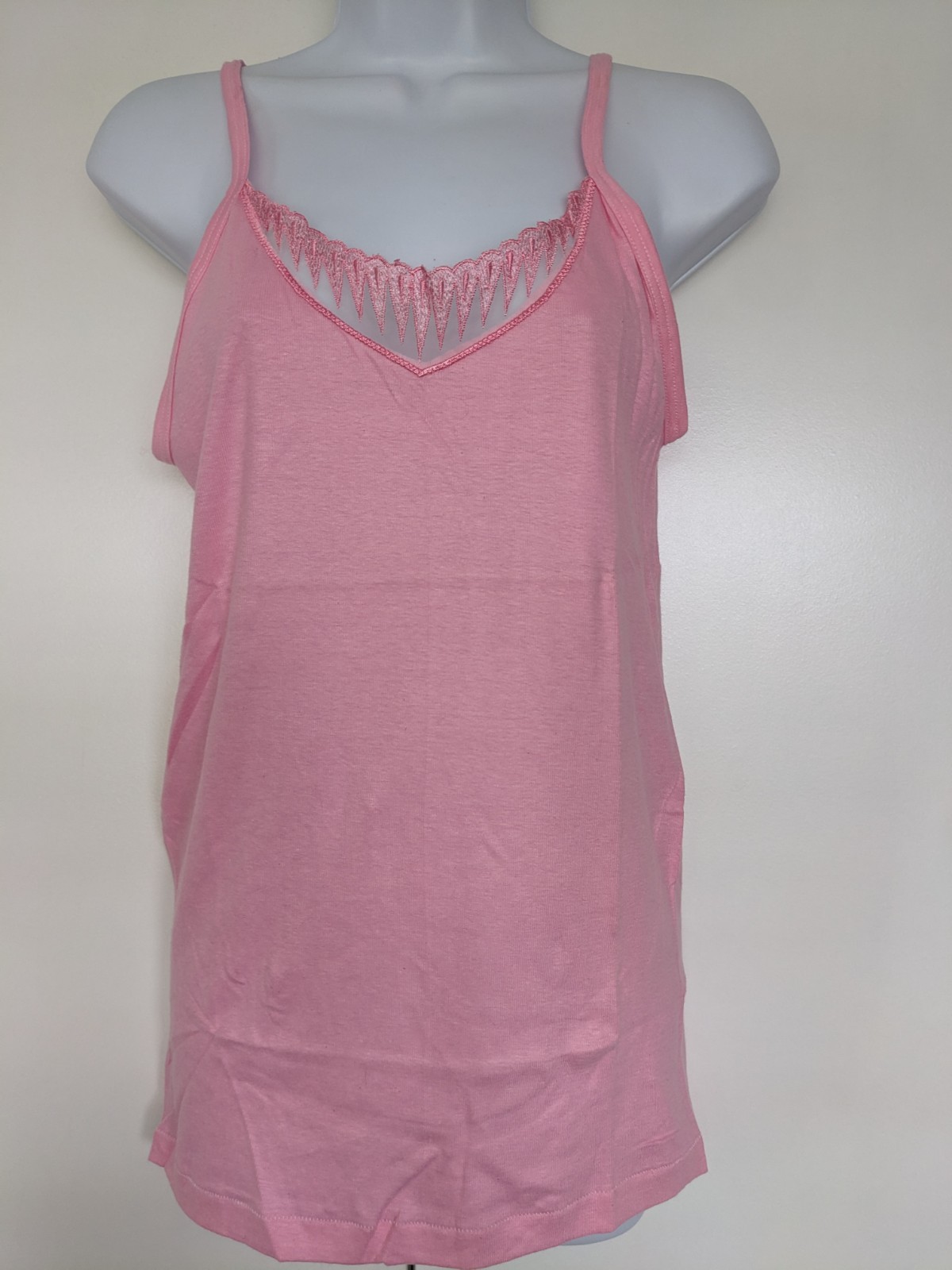Vintage Camisole Tank Top Jockey For Her Pink 100% Cotton Womens Large USA