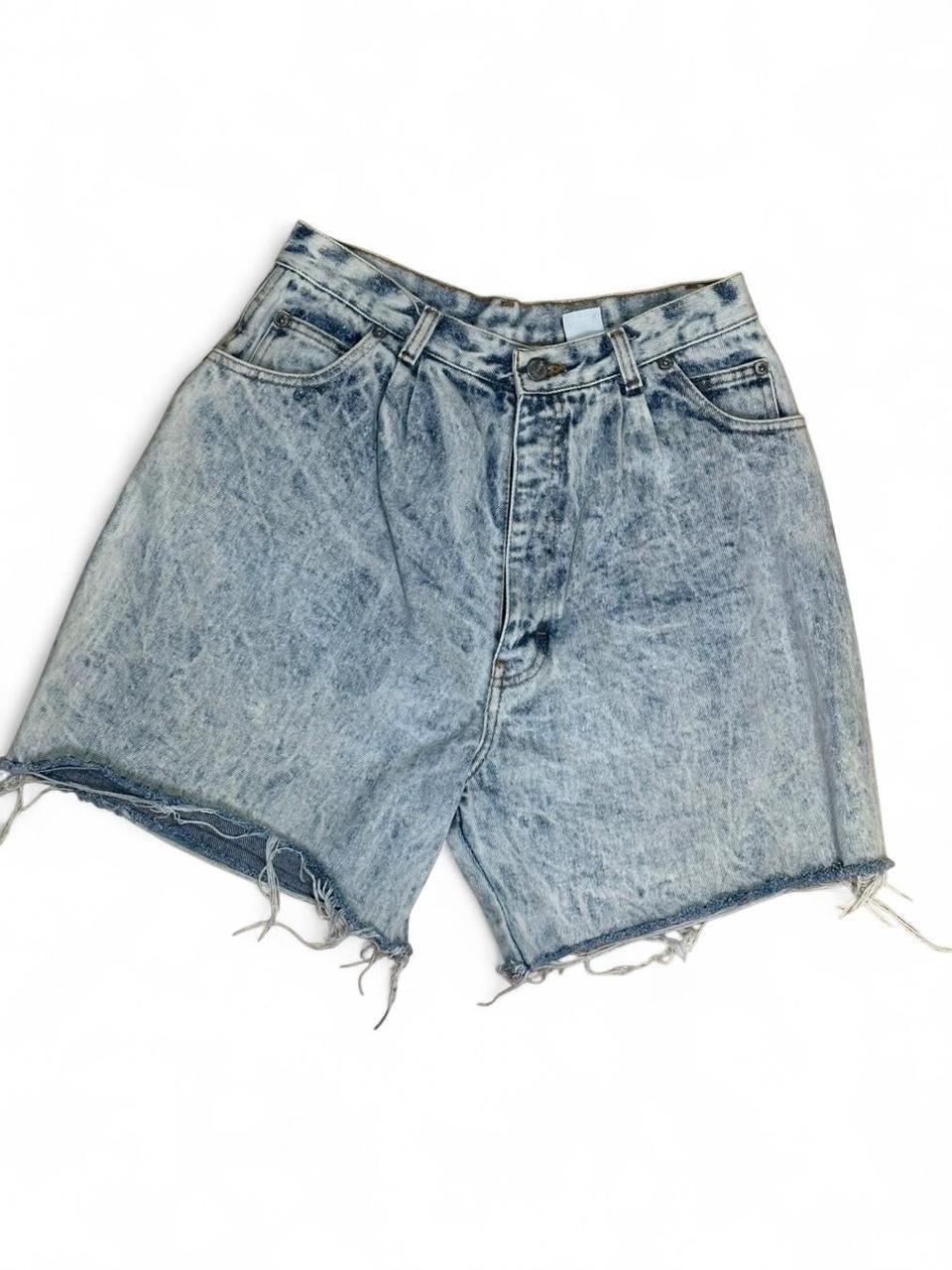 Vintage Acid Wash High-Waisted Cutoff Denim Shorts – Size 6 (see description)
