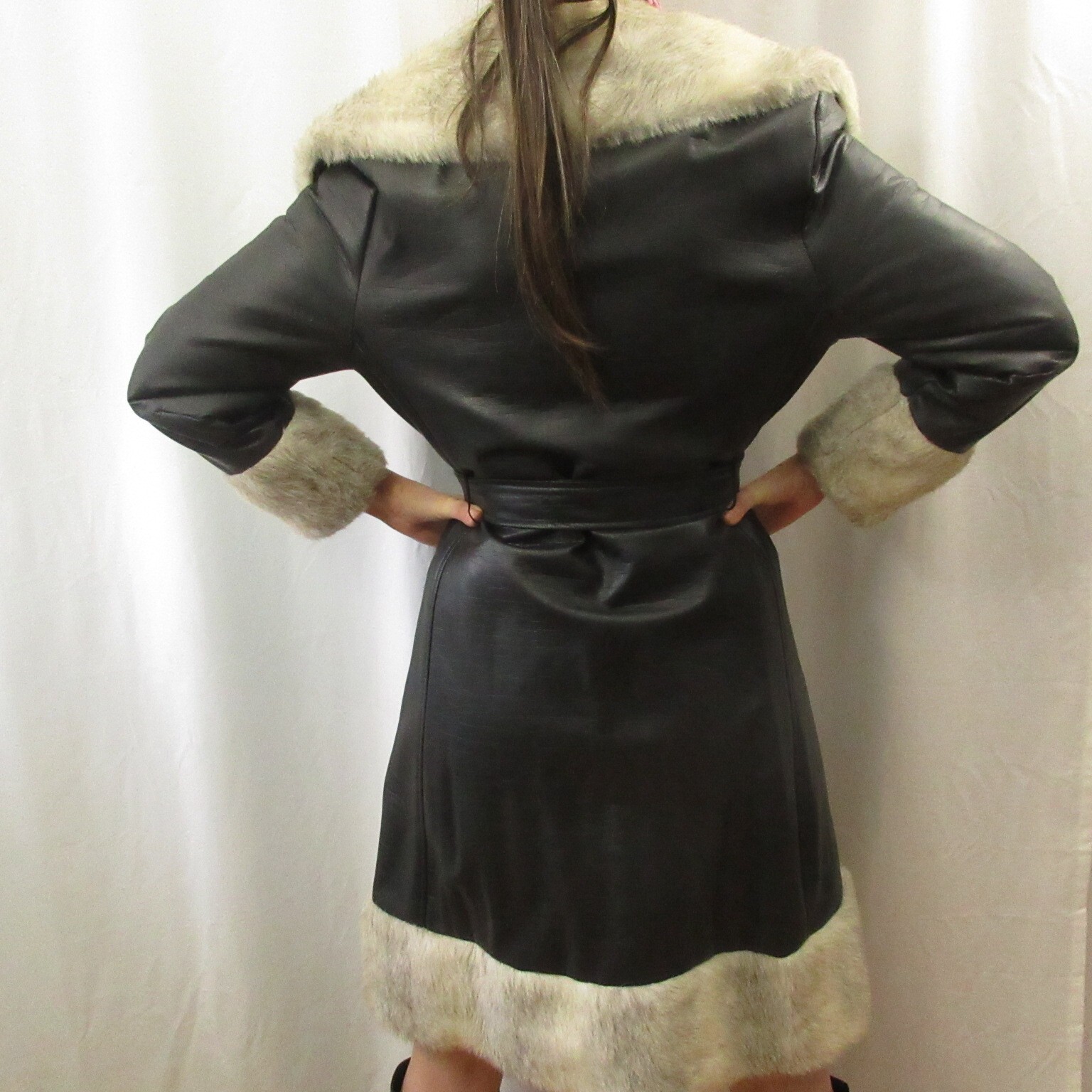 VINTAGE RARE 70s Faux Fur Women’s Coat MOD New Wave PUNK SOVIET NOIR GOTH OOAK