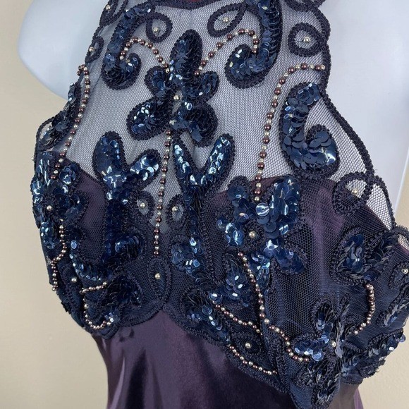 Vintage Y2K Morgan Co Whimsigoth Fairy Silky Slip Dress Small Purple Maxi HOCO