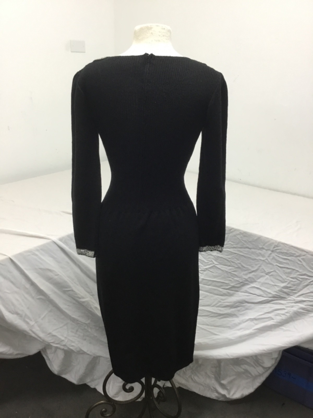 Don Sayres for Wellmore, Black Sweater Dress, Rhinestones, Sz 10, (SR549)