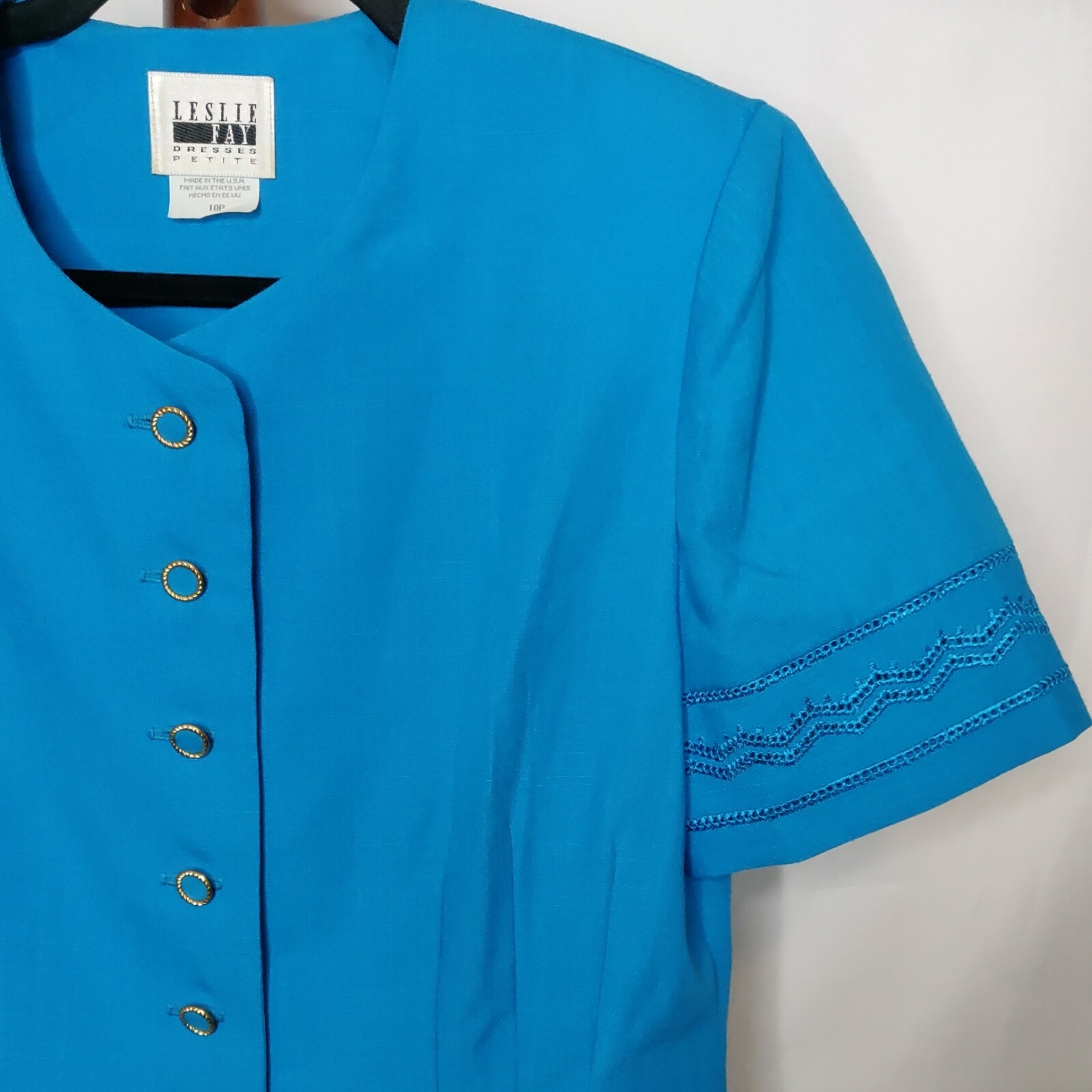 Leslie Fay Petite vintage womens size 10P 2 pc. set top & skirt blue (see below)