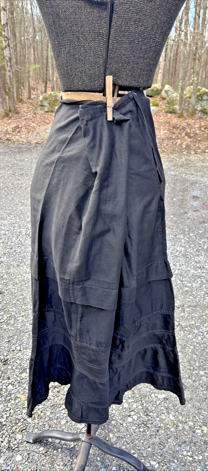 Antique 1890/1900 Victorian Edwardian Black Mourning Petticoat Skirt Slip