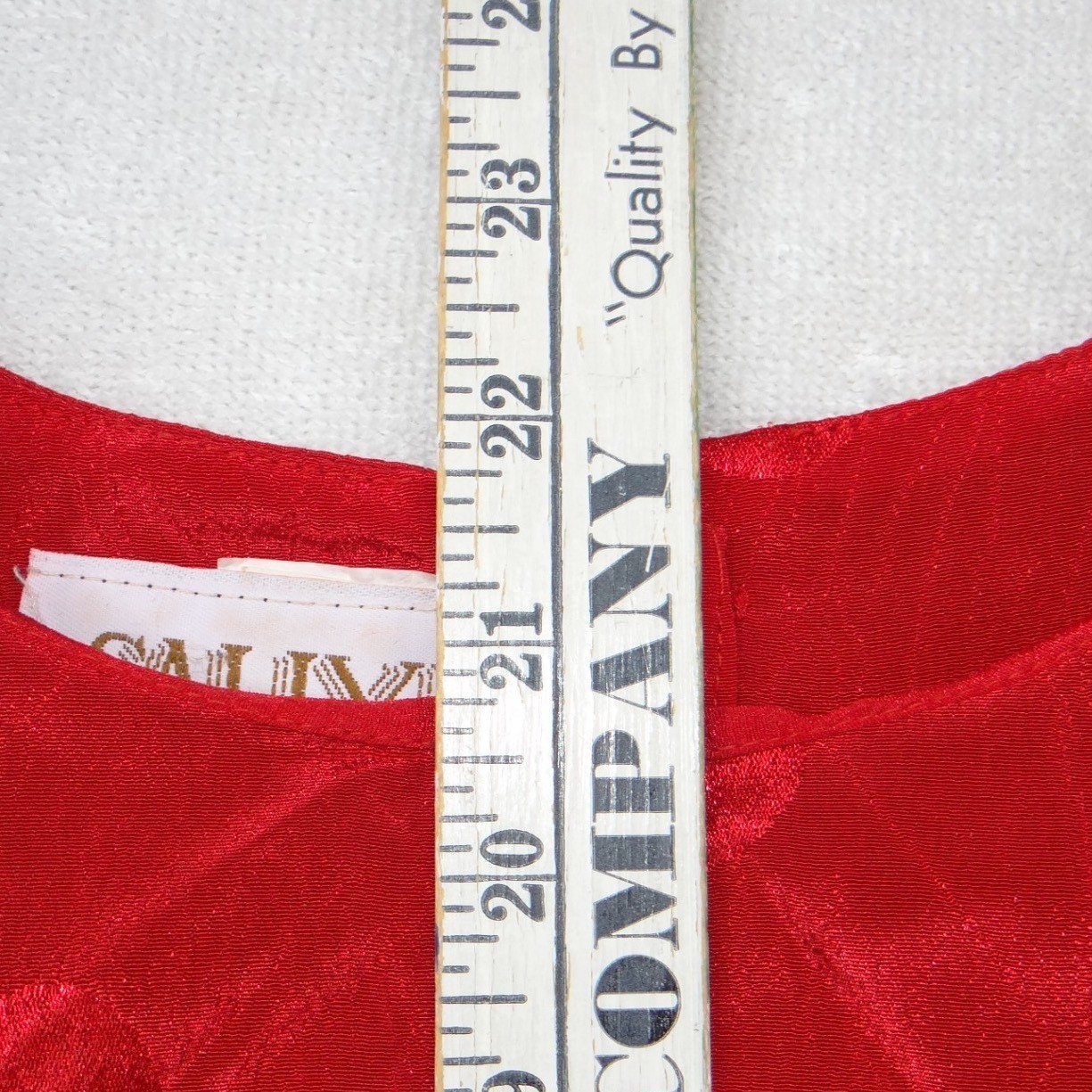 Vintage Galina Red Satin Polka Dot Jacquard Top and Midi Skirt Set Size 10