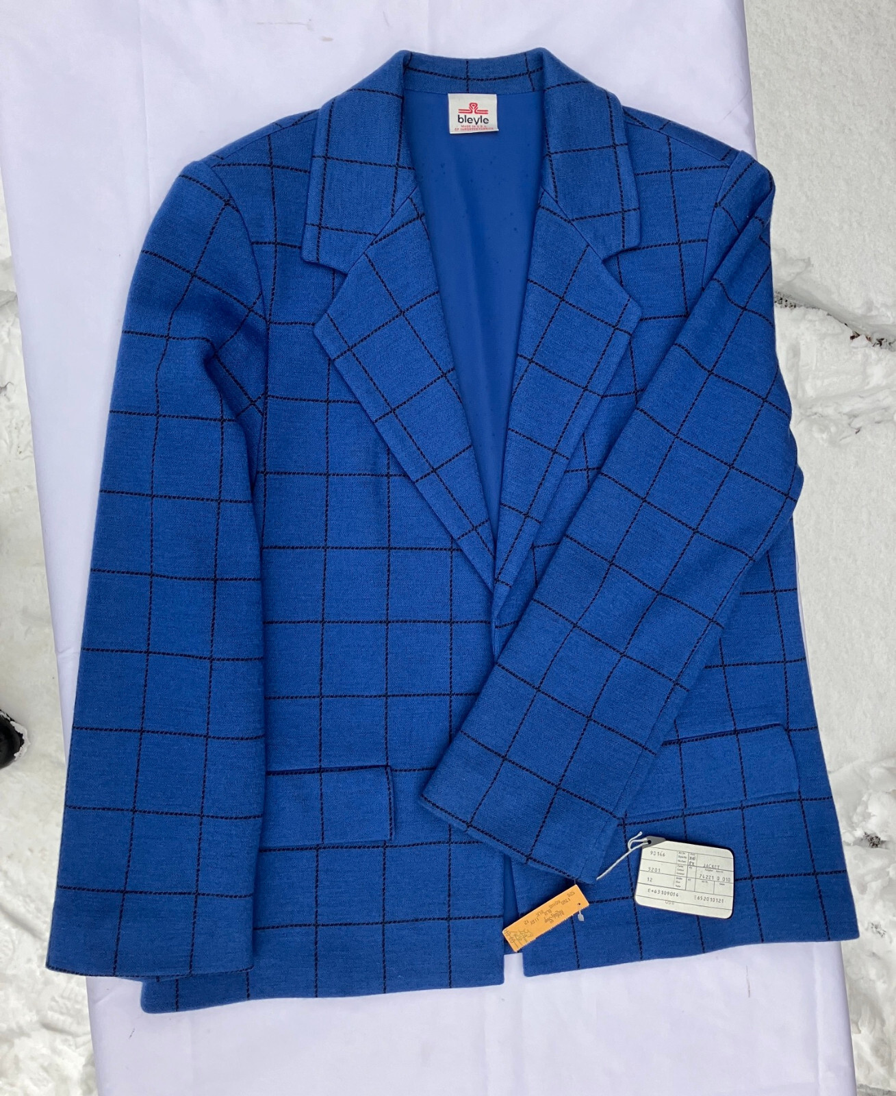 $310 orig NWT NOS sz 12 Bleyle suit pant jacket blue vintage virgin wool stretch