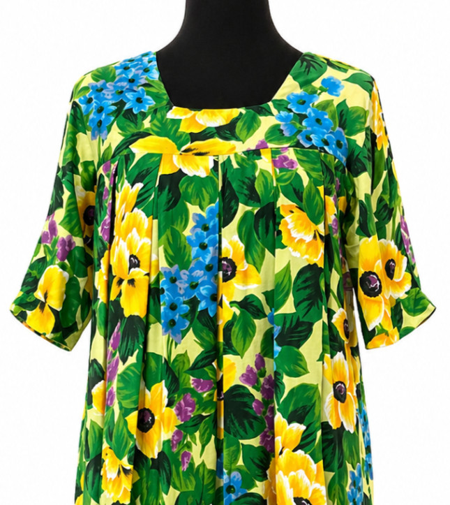 Vintage Sears Cottage Core Pleated House Dress Small Multicolor Floral Cotton