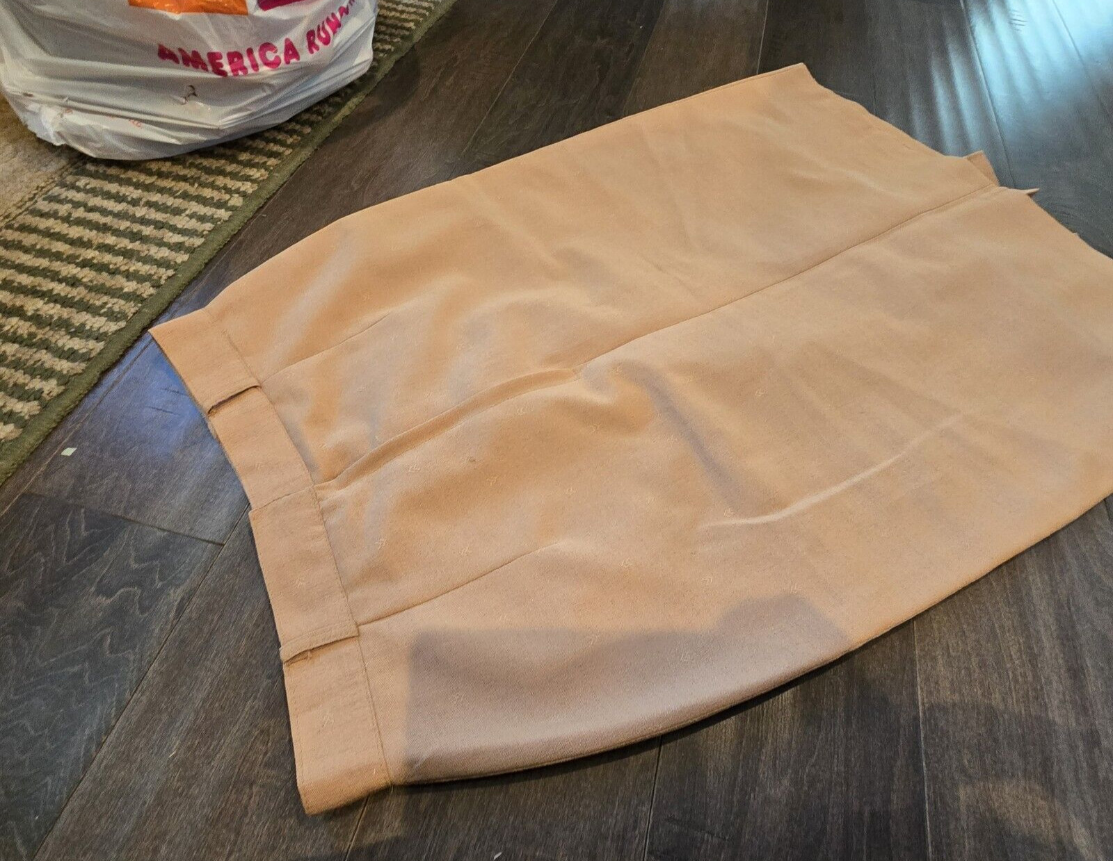 Vintage 60s 70s China Skirt Tan Khaki Chinese 27 Silk blend School XS Severance