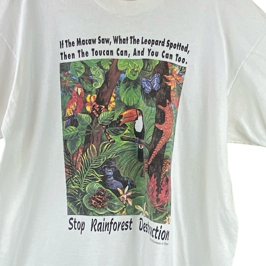 Vintage Stop Rainforest Destruction T-Shirt Size XL 1993