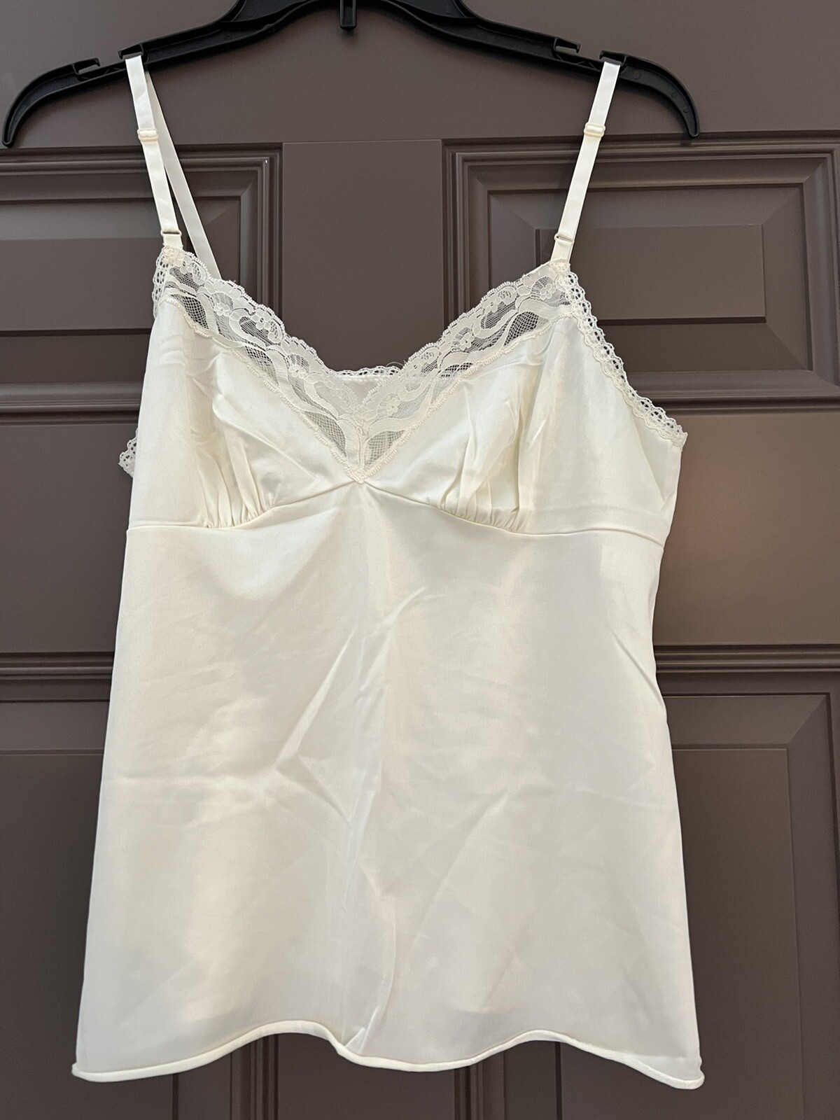 Vintage Vanity Fair Ivory Off White Lace Camisole Lingerie 36 Adjustable Straps