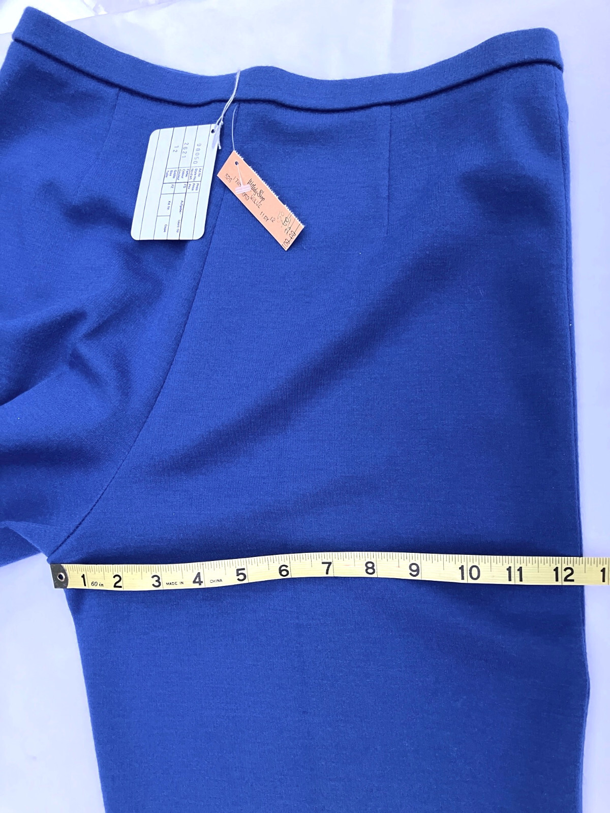 $310 orig NWT NOS sz 12 Bleyle suit pant jacket blue vintage virgin wool stretch