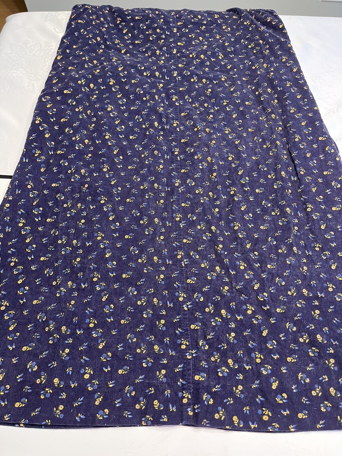 Fads Vintage 1980’s Blue Floral Corduroy Jumper Pina Fore Dress Midi Size 10P