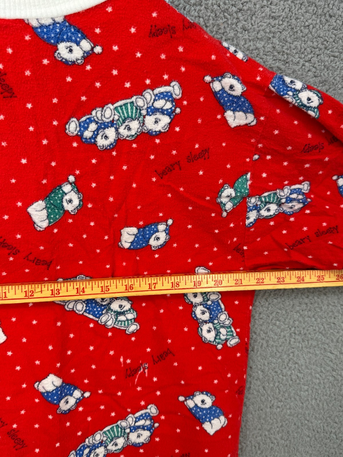Vtg 80s Flannel Nightgown Granny Cottage Red Bear Union L USA Jennifer Dale