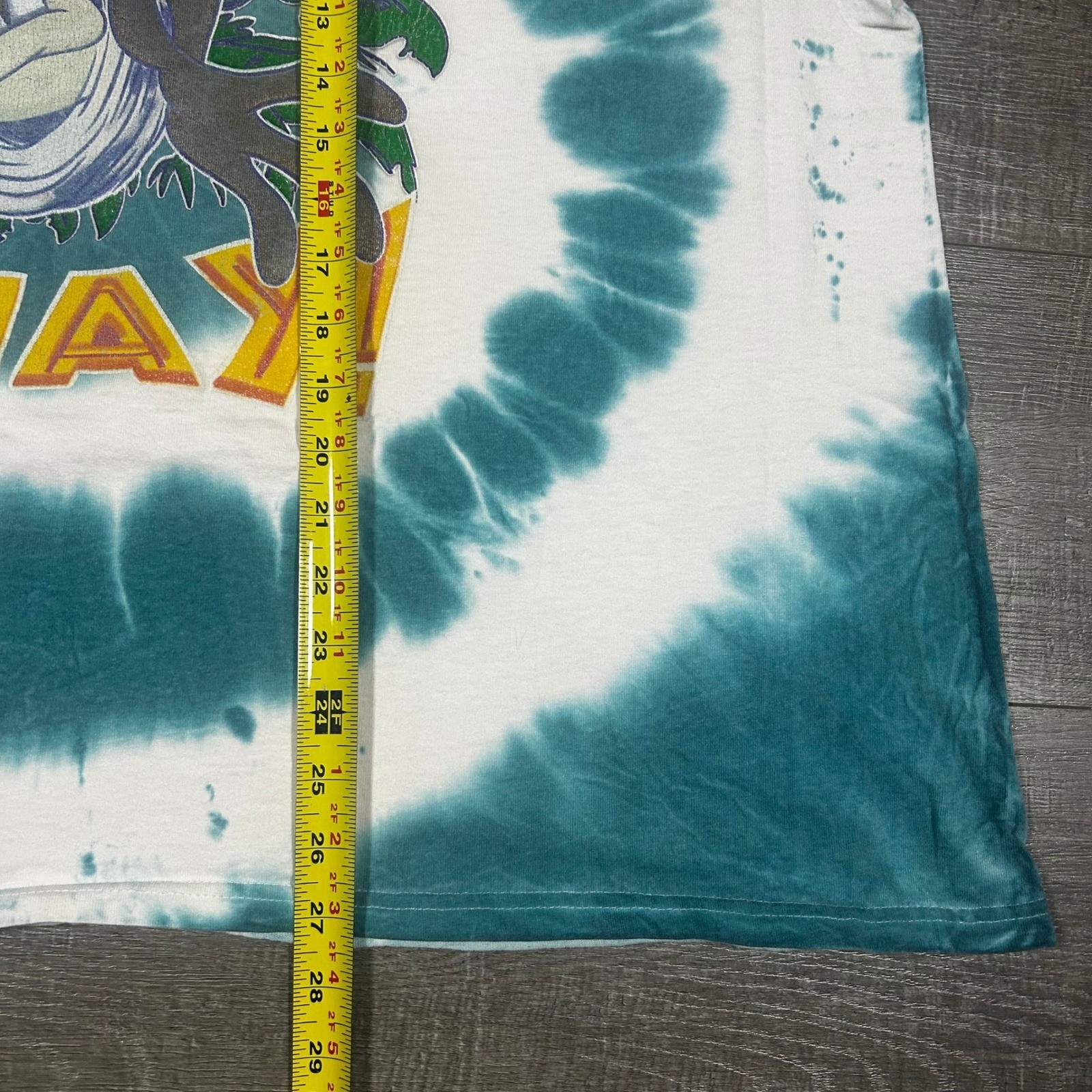 Vintage 1999 Looney Tunes Taz Tie Dye T-Shirt Stay Out Of My Way Teal 26W 28W