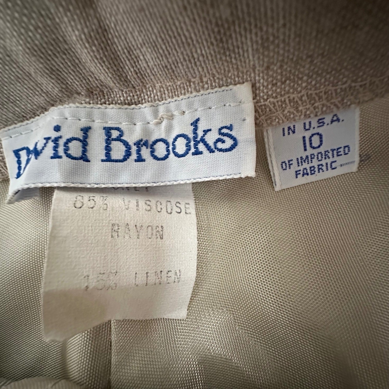 Vintage David Brooks Beige Linen High Waisted Pleated Pants USA Women’s Size 10
