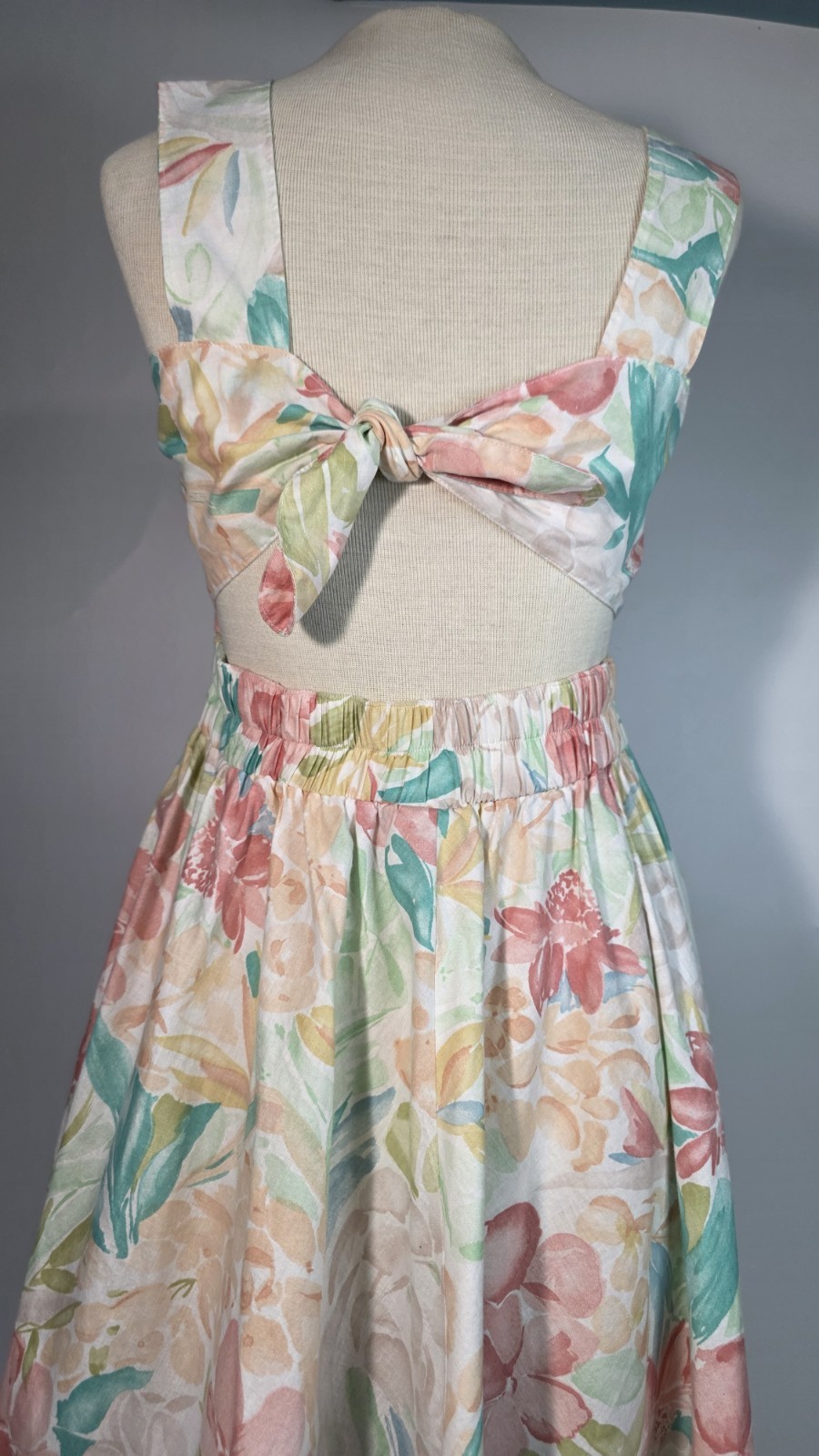 Vintage Carol Anderson Petite Floral Tie back Dress Size 2-4 Cottage Core Lolita