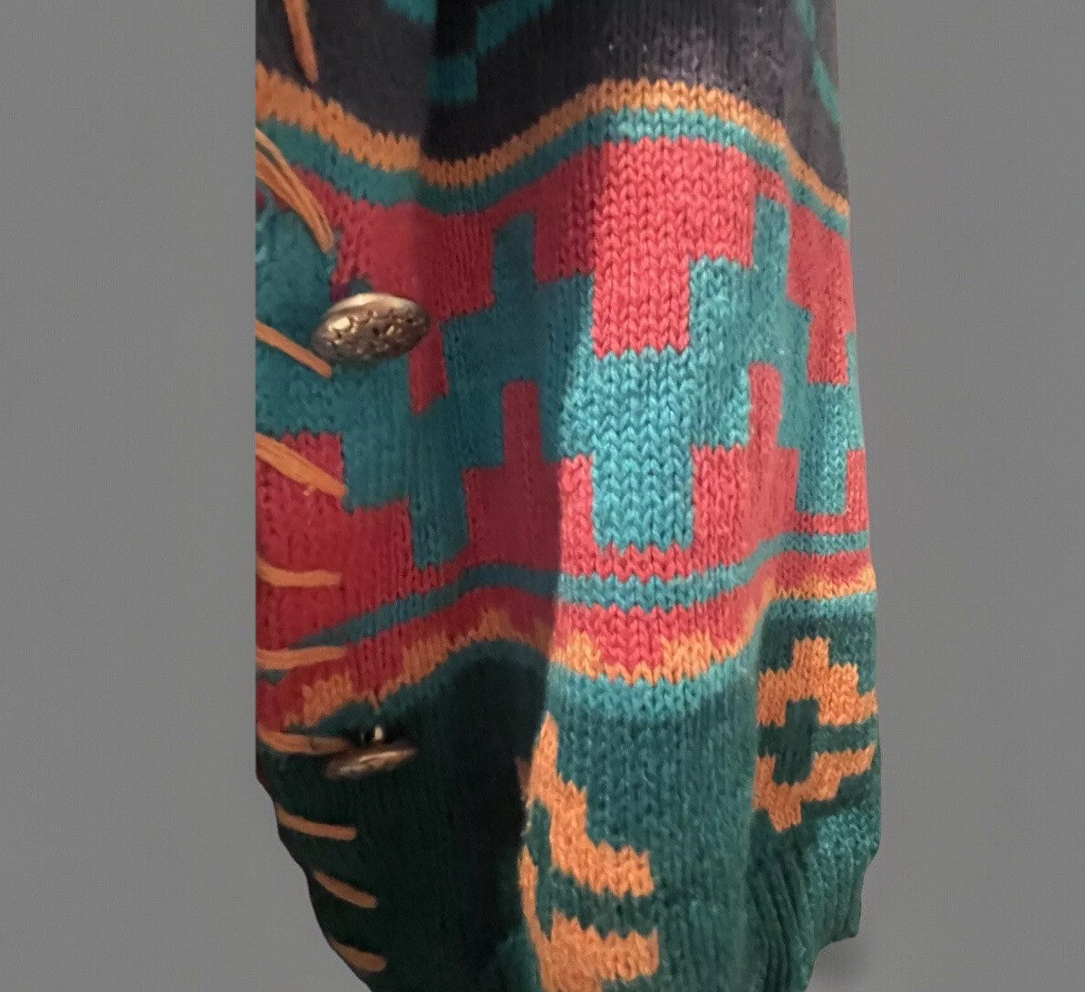 RARE Vintage Southwestern Sweater Vest Size Medium Colorful Plant Fiber Fabric