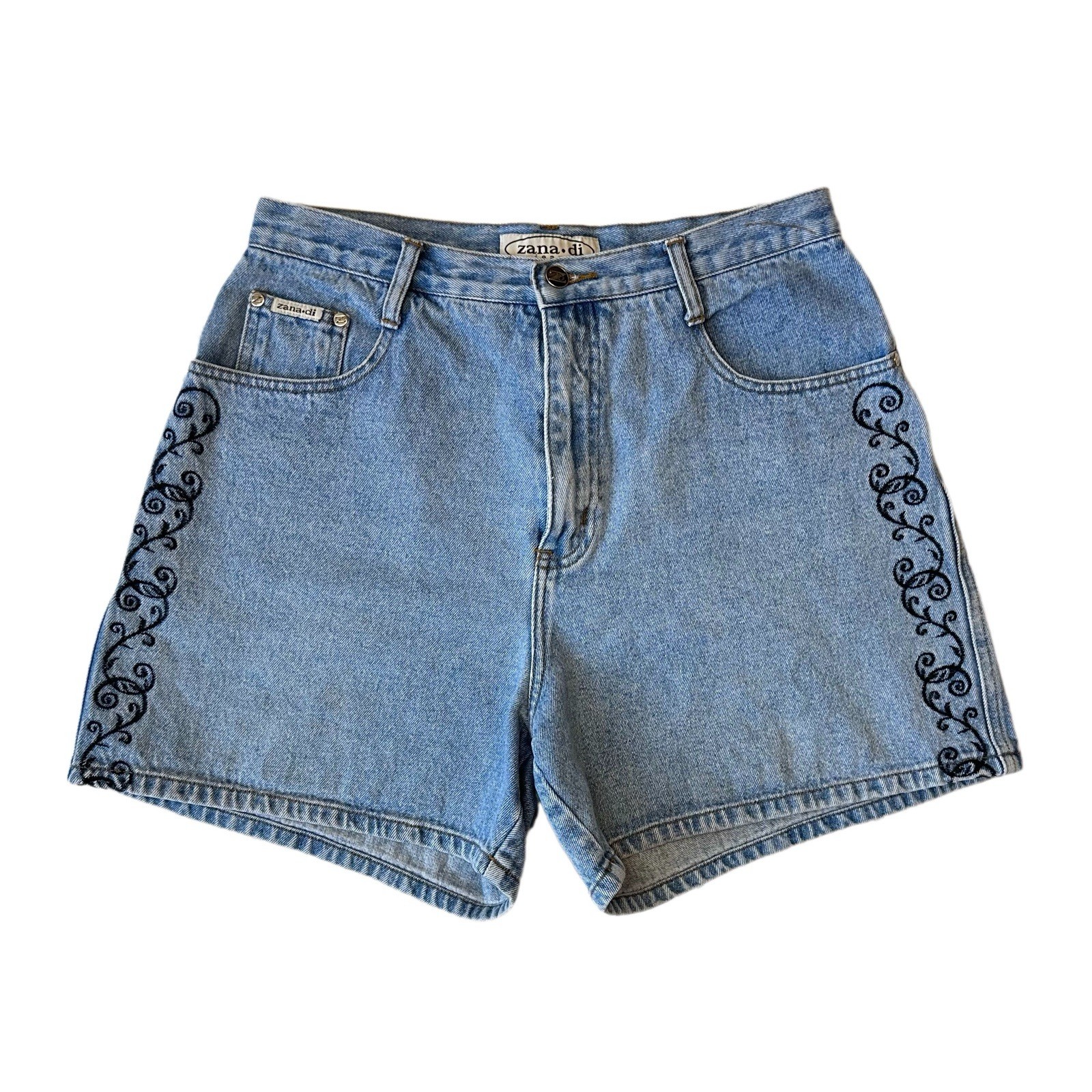 Zana Di Y2K Whimsygoth Boho 90s Denim Mom Jean Shorts High Waist Women’s 14