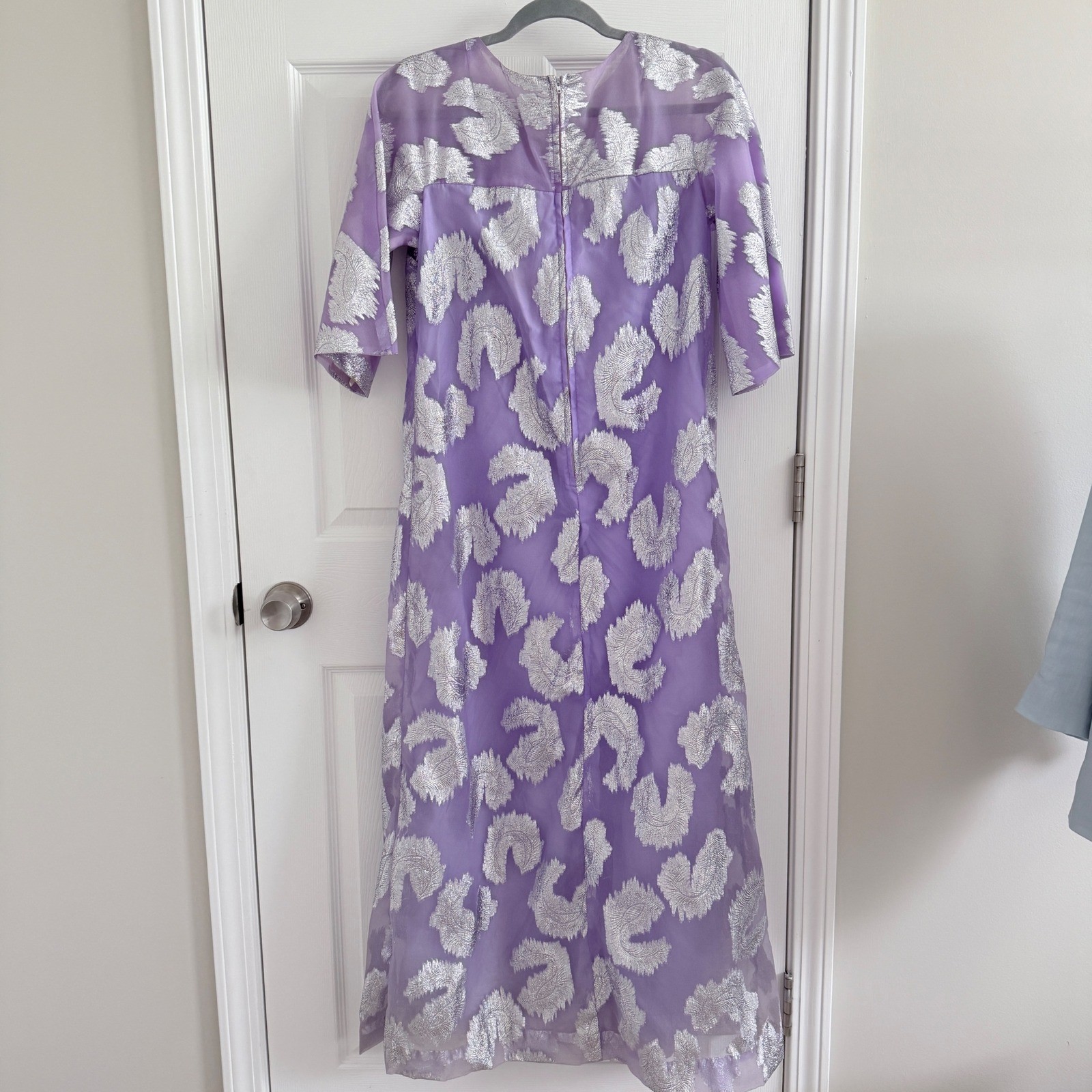 Liberty House Dress Women S Vintage Purple Silver Metallic Brocade Maxi Hawaii