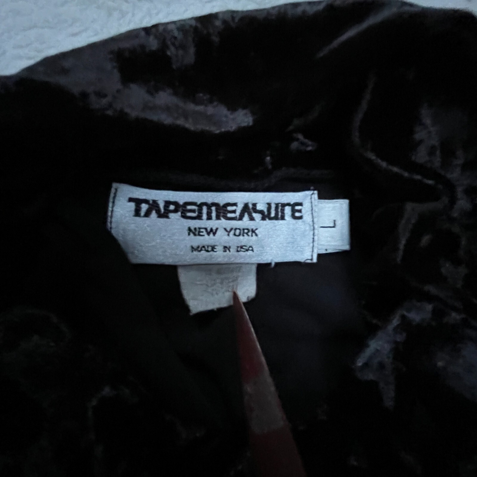 Tape Measure Womens Tunic Top Blouse Cowl Neck Long Sleeve Velvet large Black