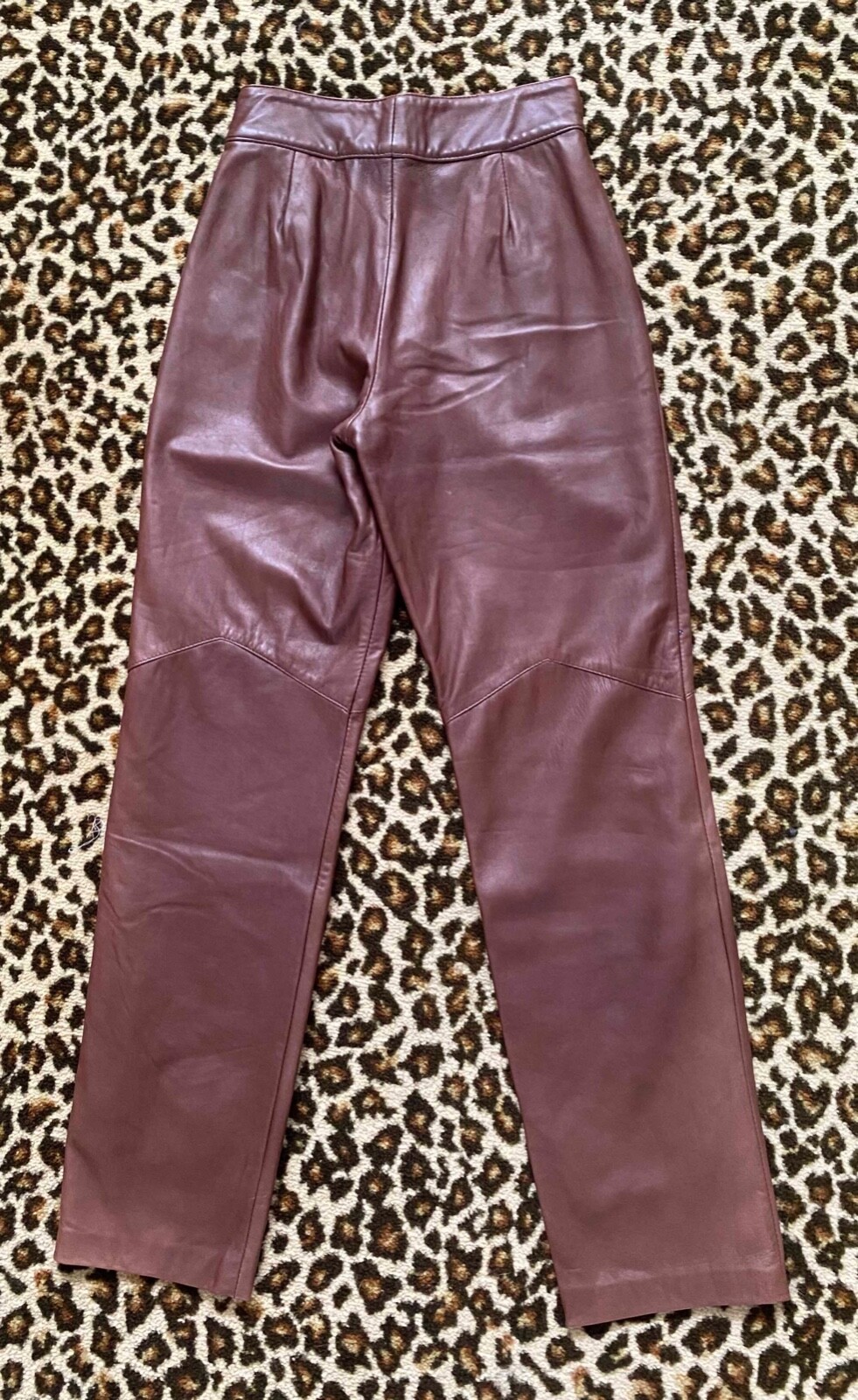 VTG 70s Women Brown Leather Pants XS LINED High Waist 26.5″ inseam 30″ Remy USA