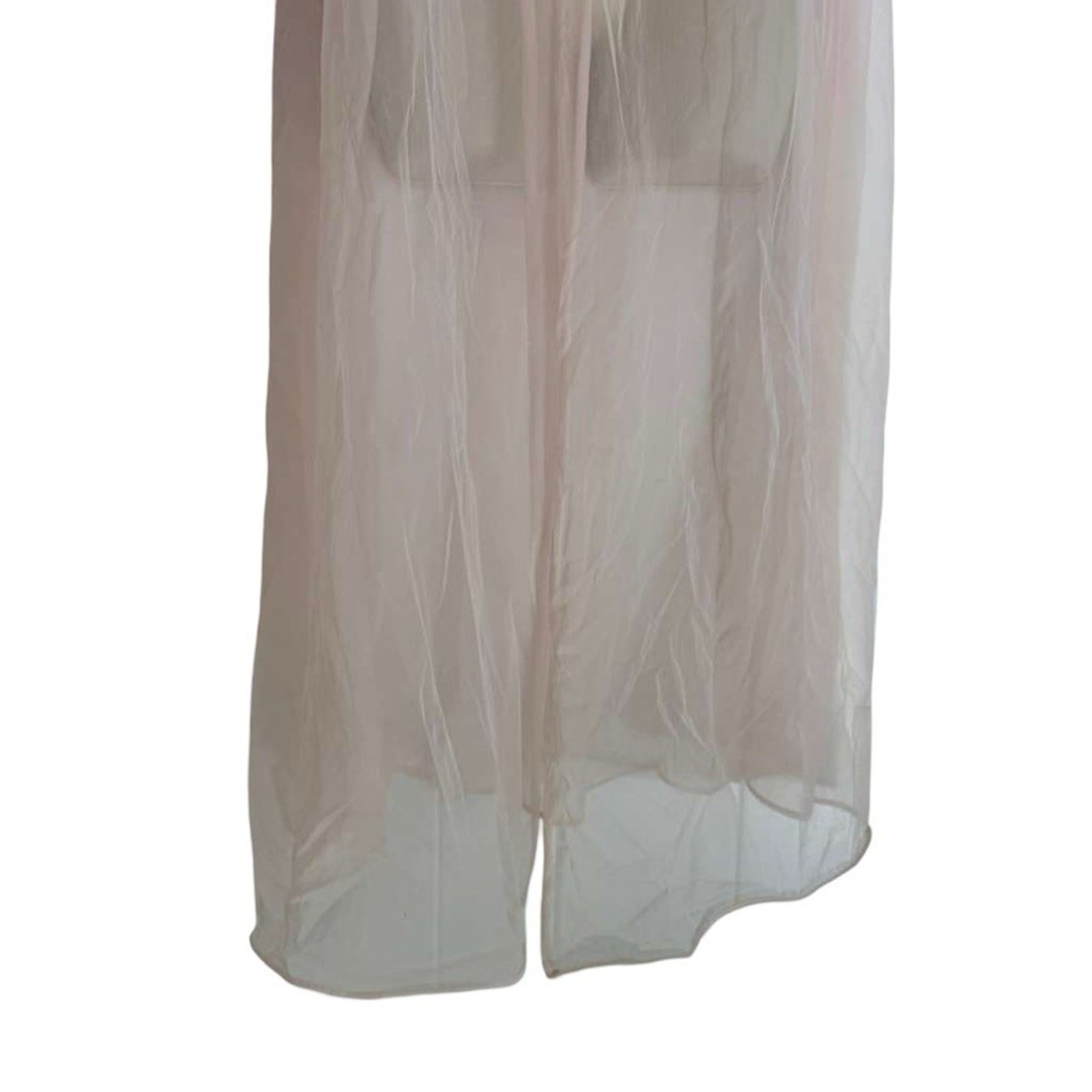 Vintage Unbranded Sheer Pink Lingerie Pleated Ruffle 60s Robe Long Length sz L
