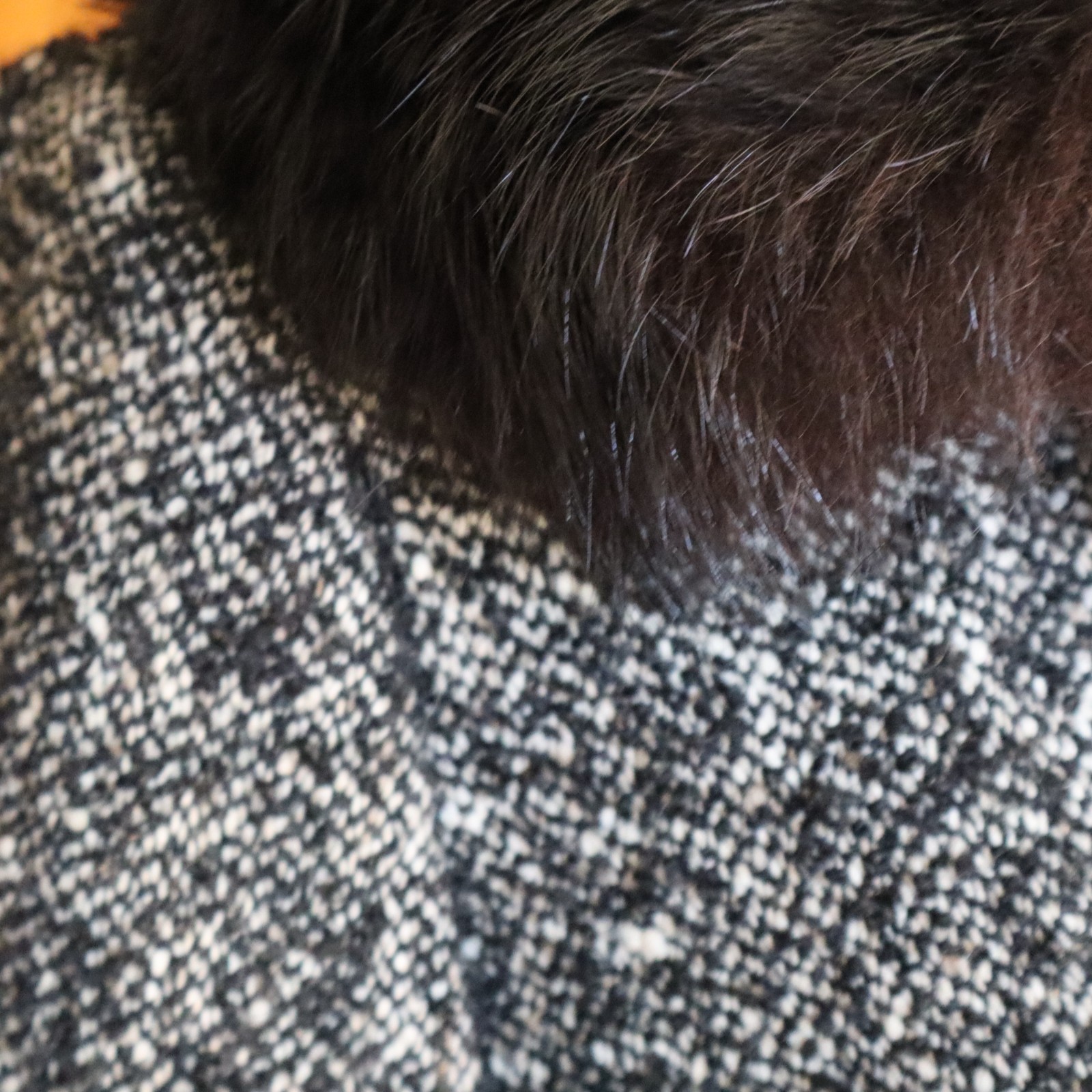 Vtg Jobis High Class Black Tweed Jacket w Black Fur Collar Sz Small Germany