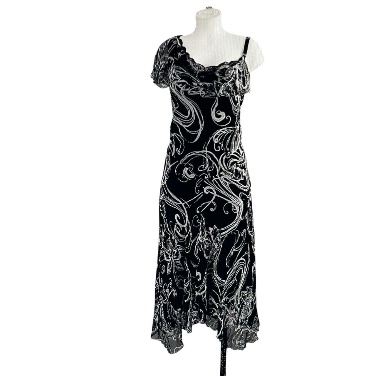 Ice Swirly Asymmetrical Beaded Dress: 90s, Y2K