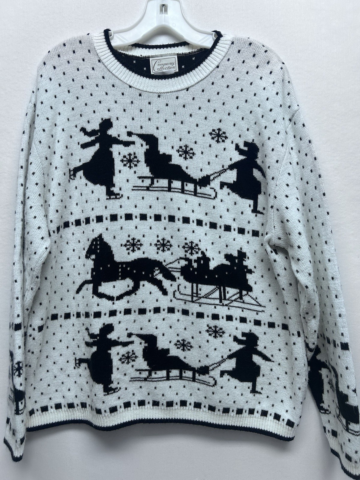 VTG Company Collection XL Black &White Acrylic Christmas Holiday Sweater