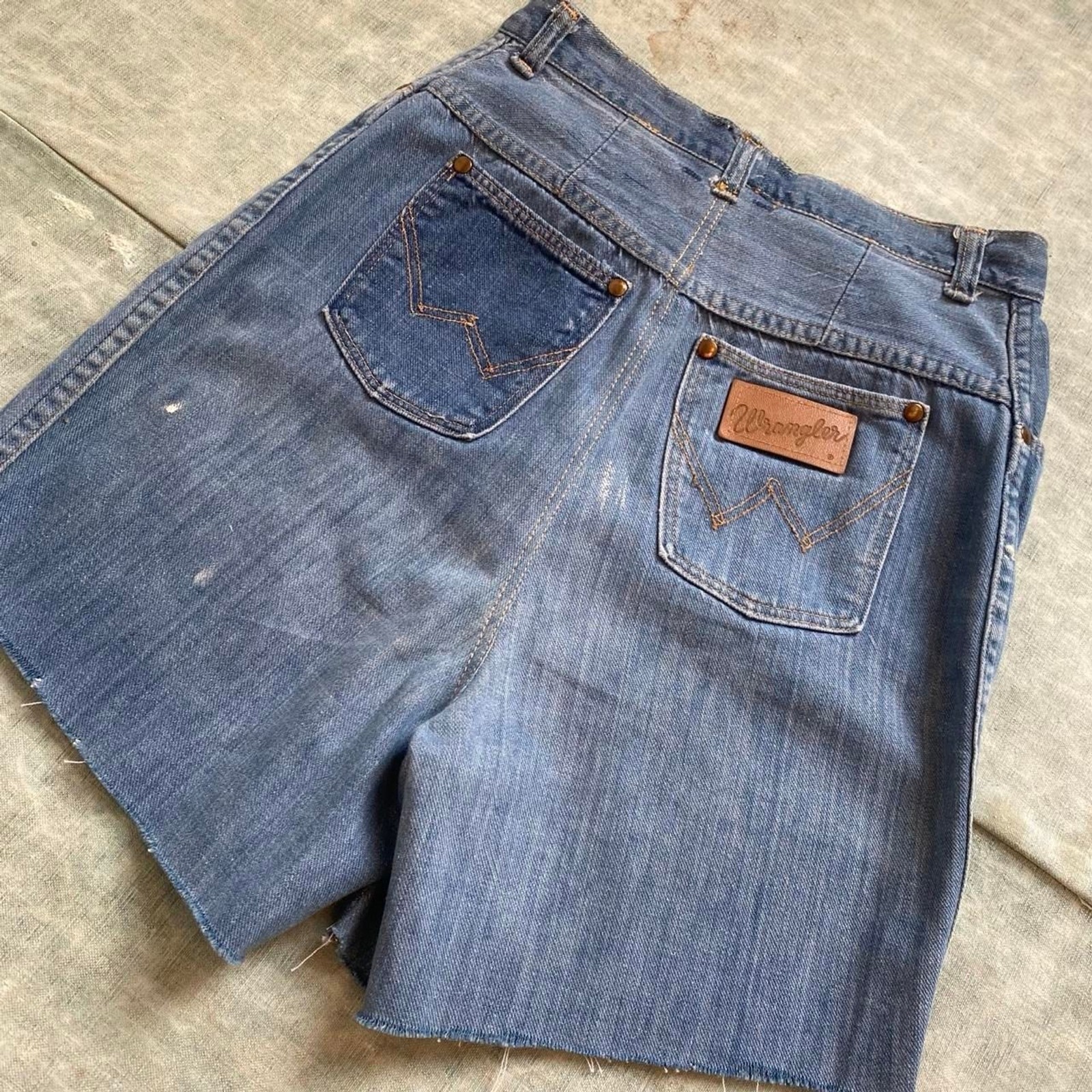 1970s Wrangler denim shorts with velvet heart patch