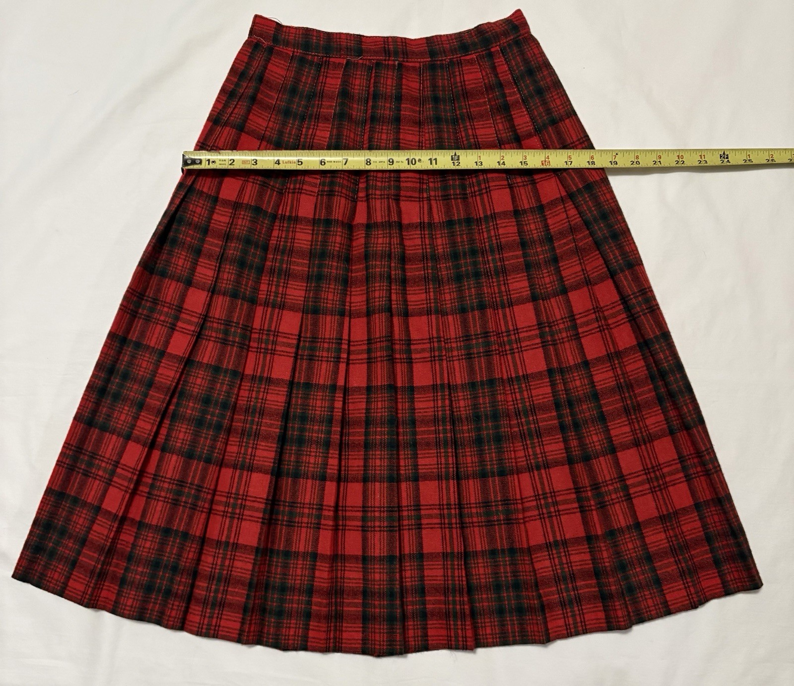 Vintage Prestige of Boston Long Maxi Skirt Red Tartan Wool Size 8 Plaid USA
