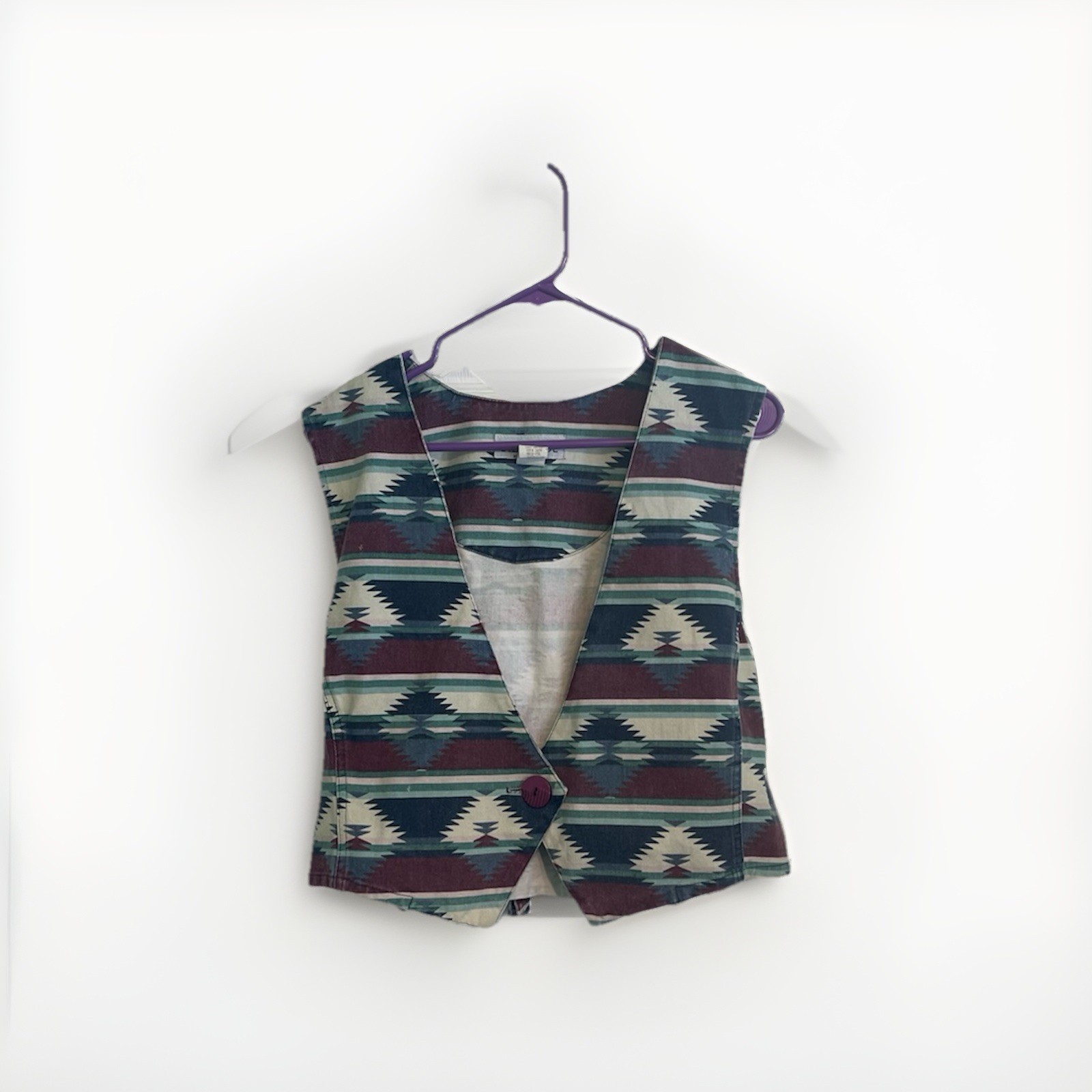 Vintage STAMPEDE Western Tie Back Vest Southwest Aztec Print Sz Med