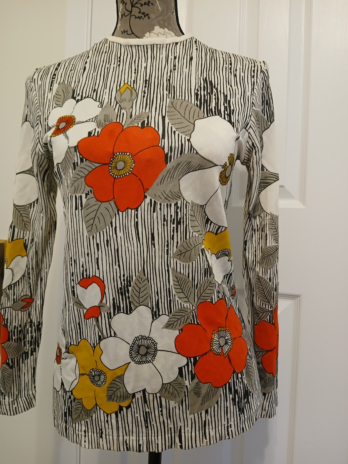 Vintage MOD Shirt Polyester 60s 70s Disco Retro Hippie MUST SEE Flower Power