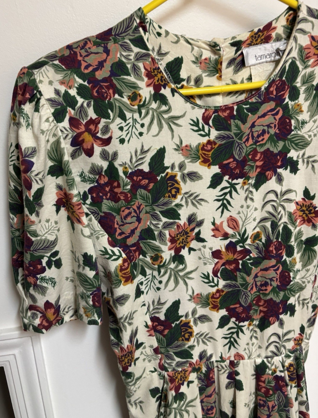 Vintage Tamaron Floral Tea Dress Midi A-line Cottagecore Size 12