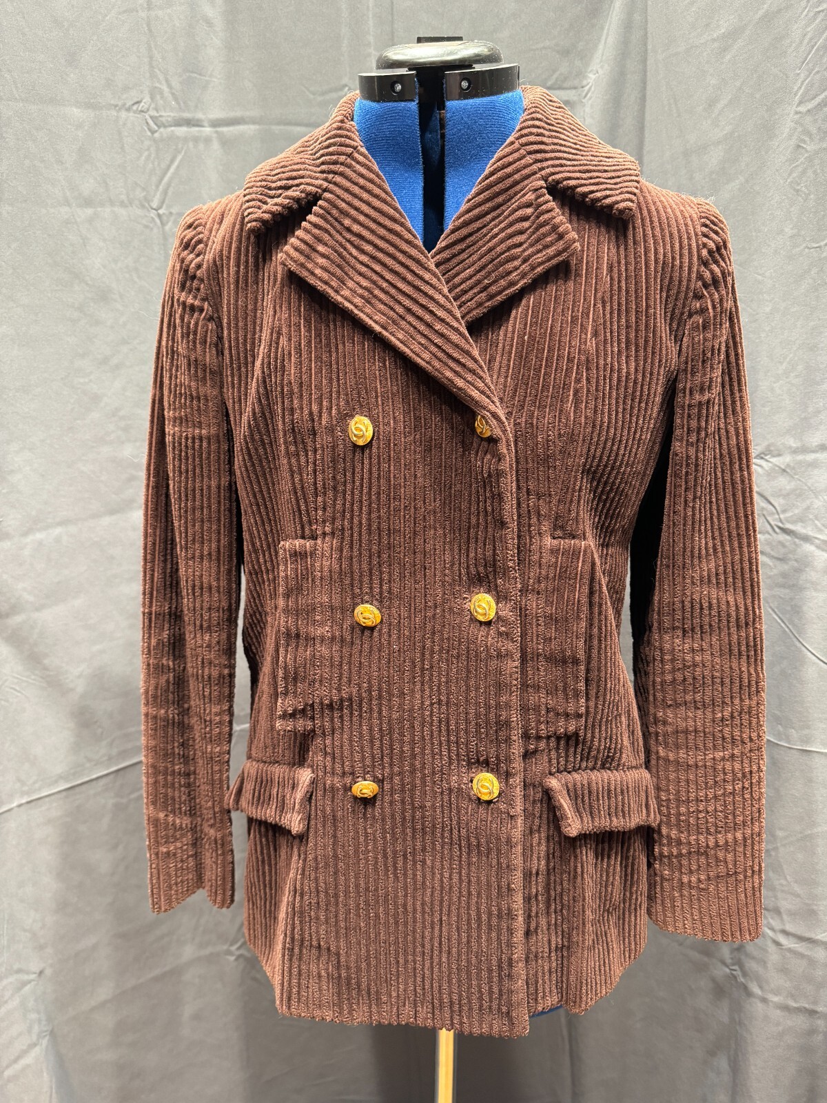 VTG 1970’s custom peacoat jacket corduroy Chocolate Brown size med