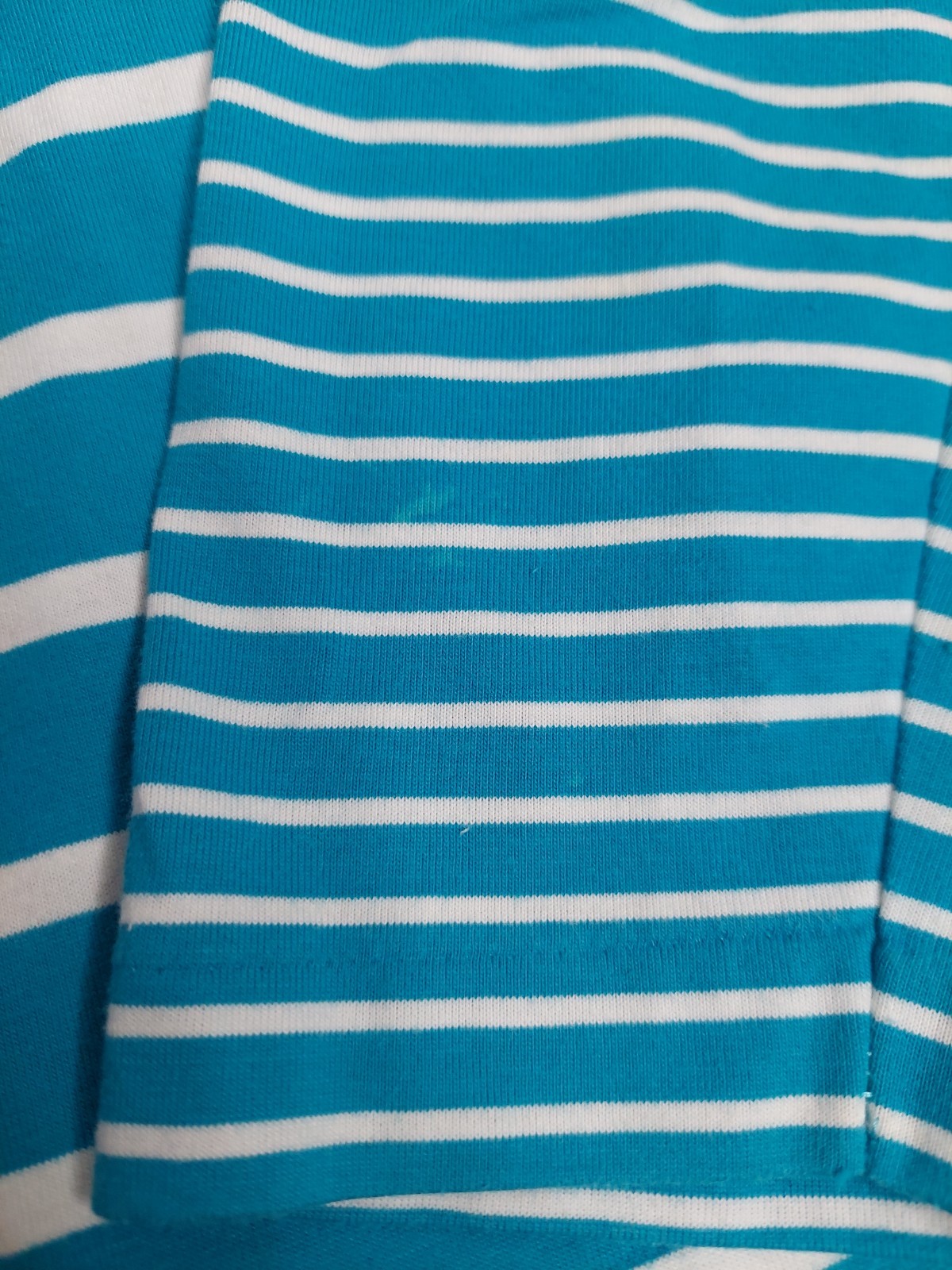 Vintage 90s Striped Crop Top Teal Blue White Baby Tee Preppy Coastal Y2K Shirt S