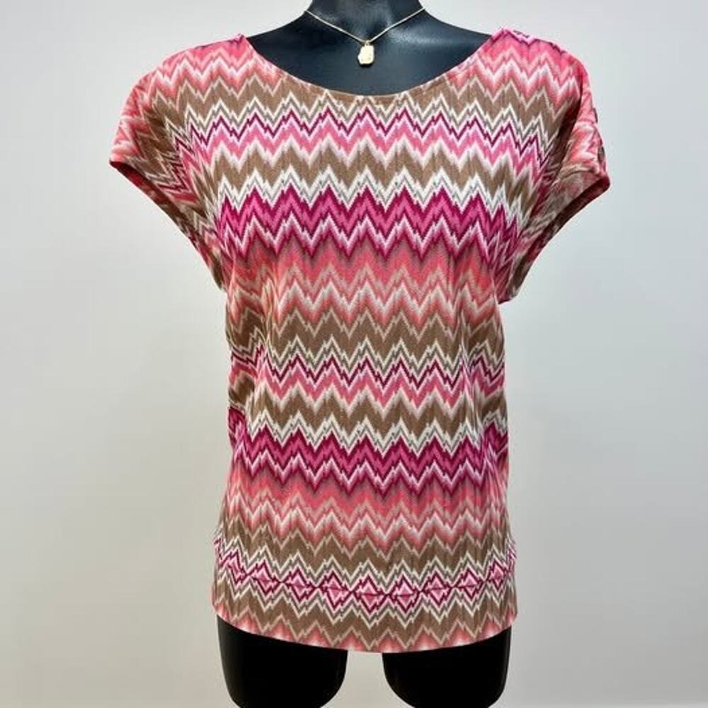The Limited | Retro Women’s Pink Chevron ZigZag Top | Large