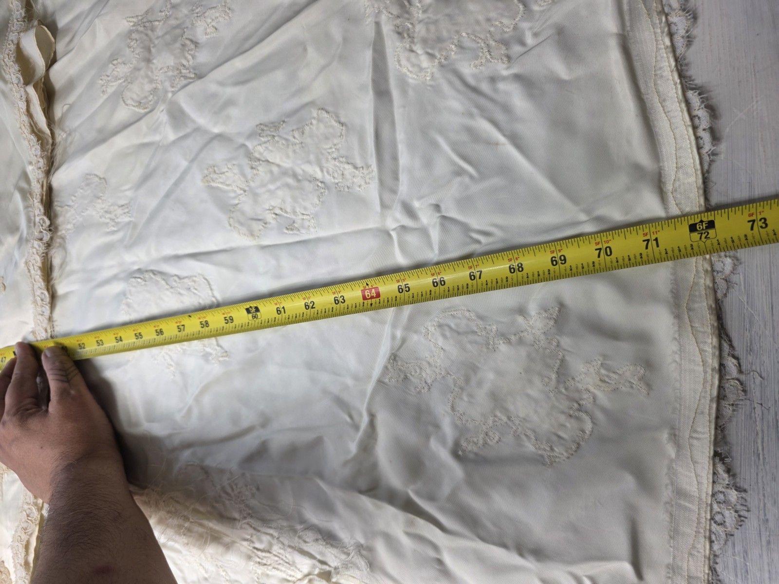 Vintage 1940s Bride Small Slipper Satin & Lace Wedding Dress Cathedral Train 40s