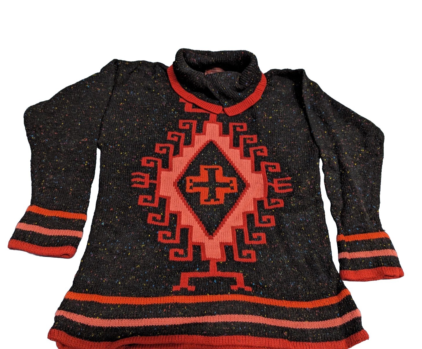 VTG Feeling Jazzie Wool Sweater Womens SizeM Red Black HongKong Happy Legs Cross
