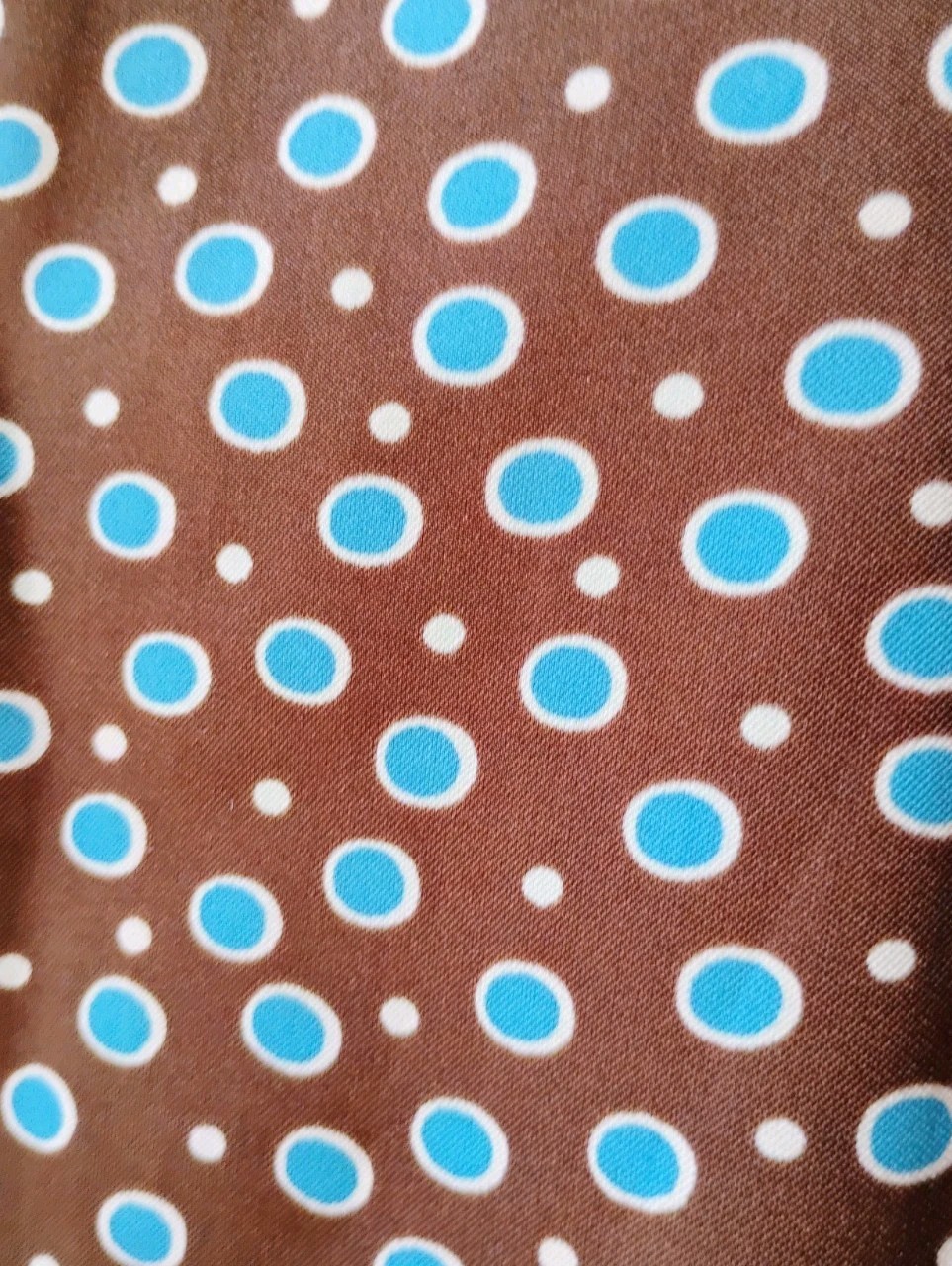VTG 70’s „LUCKY WINNER” Brown & Blue Geometric Dagger Collar L/S Blouse 11/12
