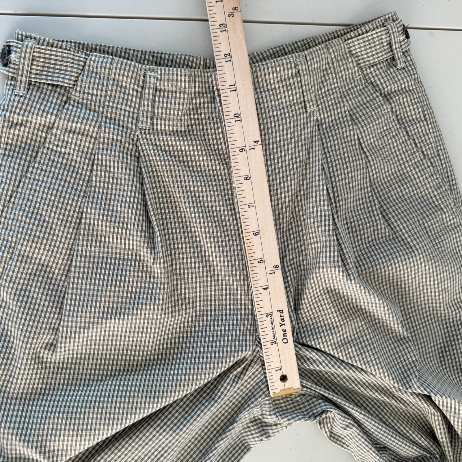 Vintage 90s Perry Ellis Trousers Womens 30 Cotton Pleated Gingham Dark Academia