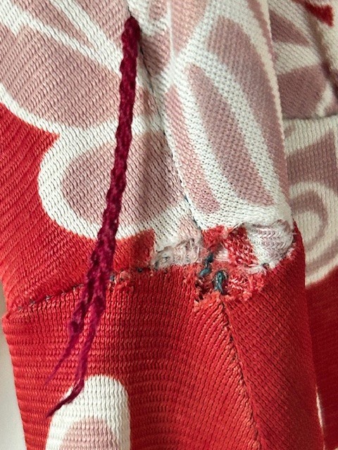 Corky Craig 70s Vtg Mini Dress Red Orange White Bird Short Flared Slvs over L/S