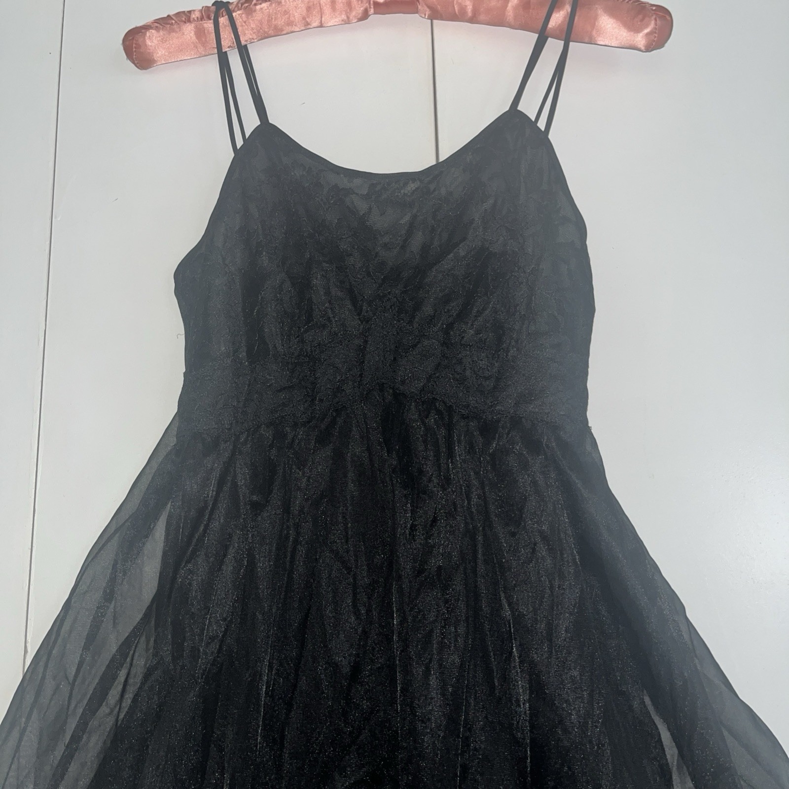 Vintage Vanity Fair Black Chiffon Nightgown Size 30 XS Extra Small Sleeveless