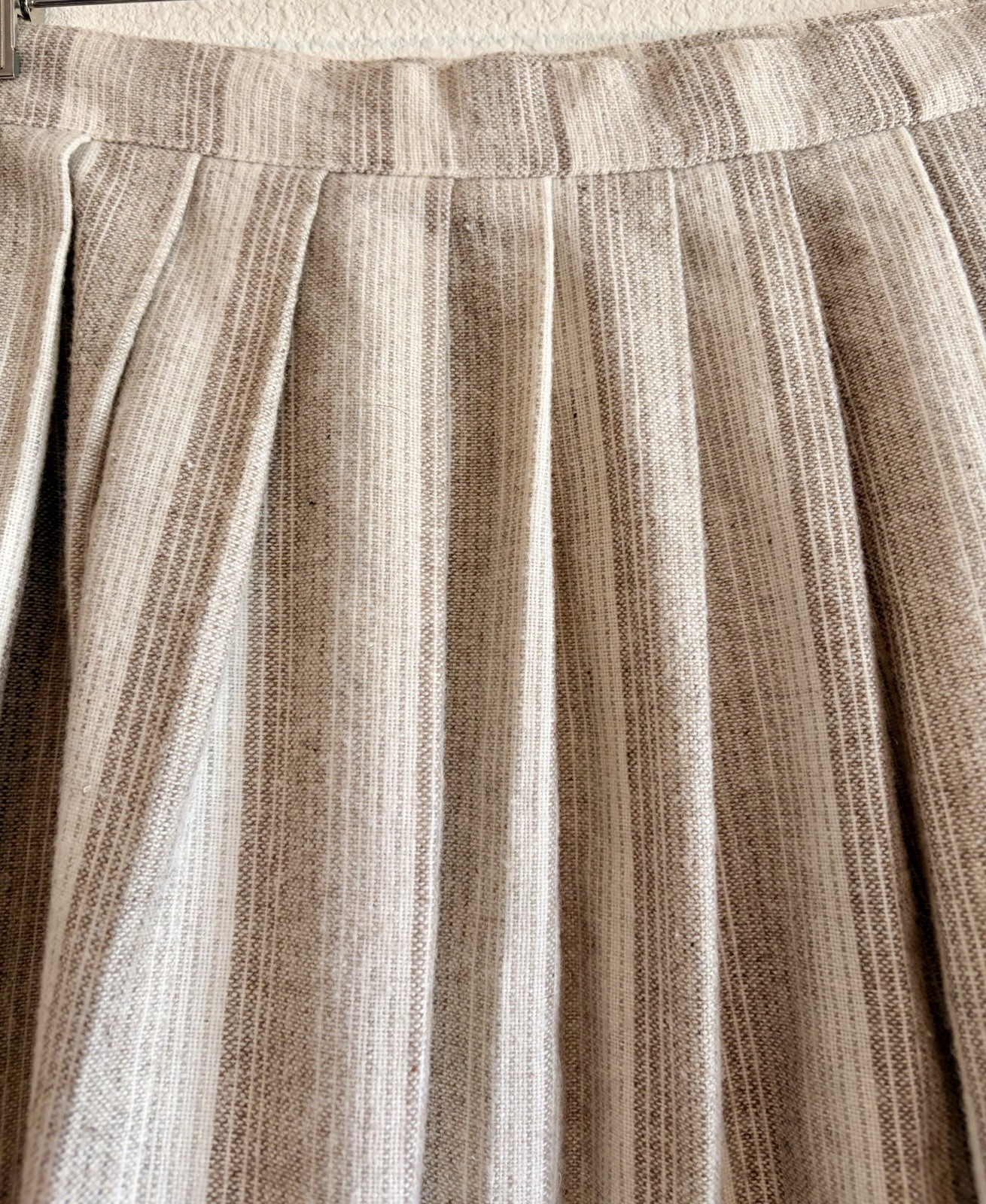 VTG 50s 60s Tartan PLAID WOOL SKIRT Pleats Striped Pastels MIDI W30 USA made