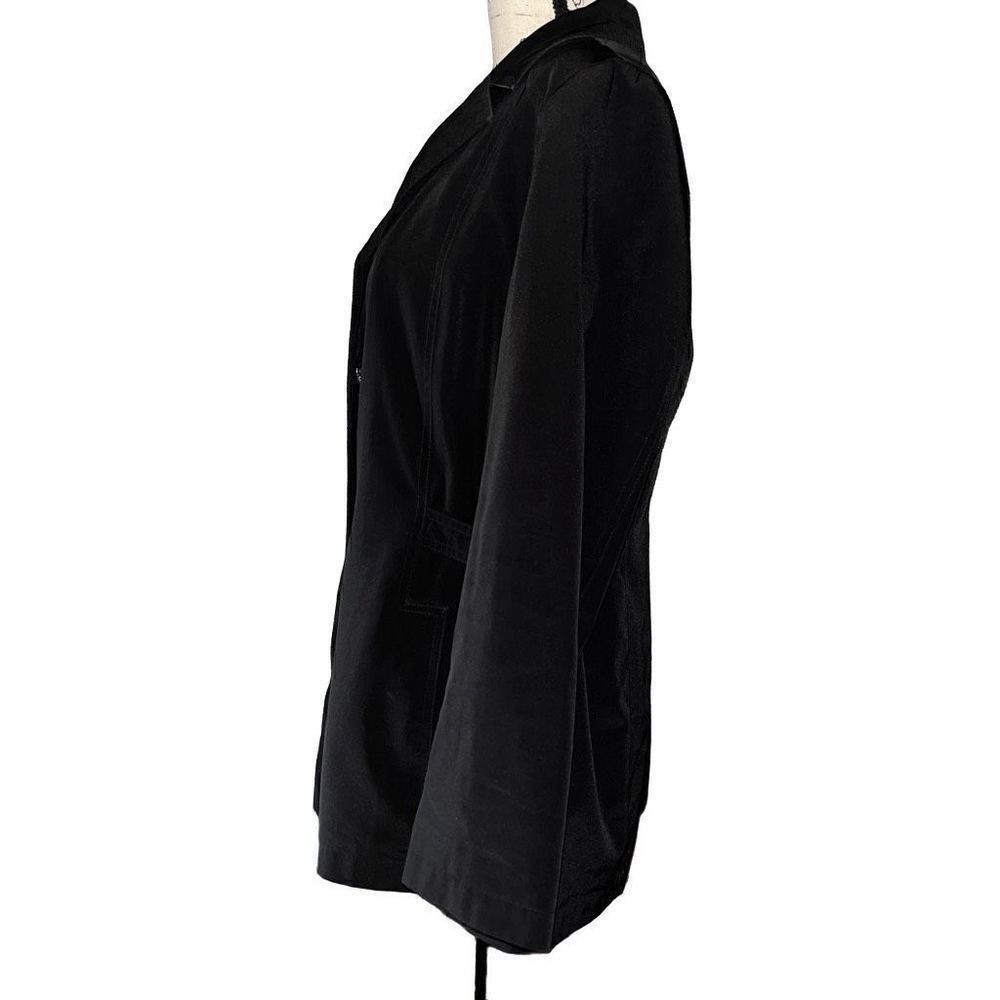 Gallery Womens Black Button Up Lightweight Jacket Notched Lapel Size Medium
