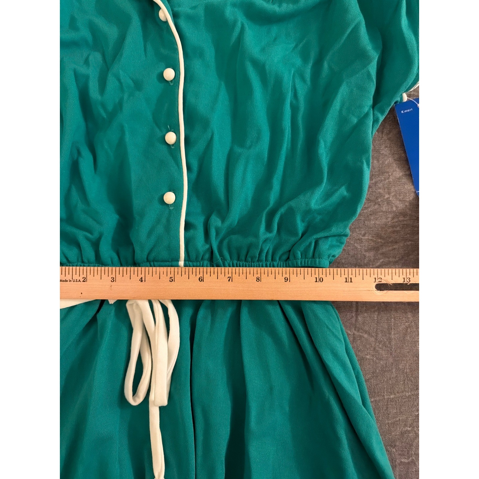 Doo-Dads Dress Womens 12 Vintage Green Contrast Trim Button Down NEW