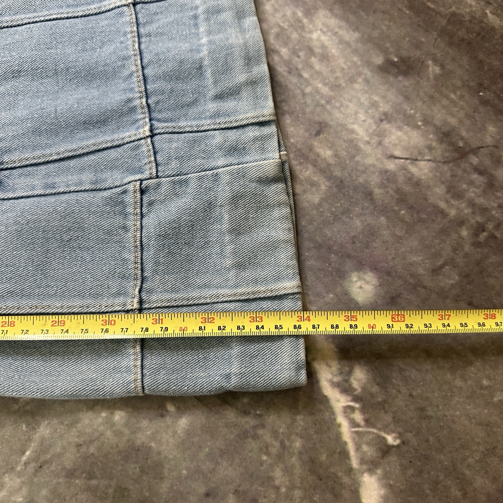 Vintage ’70s Brittania Patchwork Light Wash Bellbottom Boho Flare Jeans 33 Waist